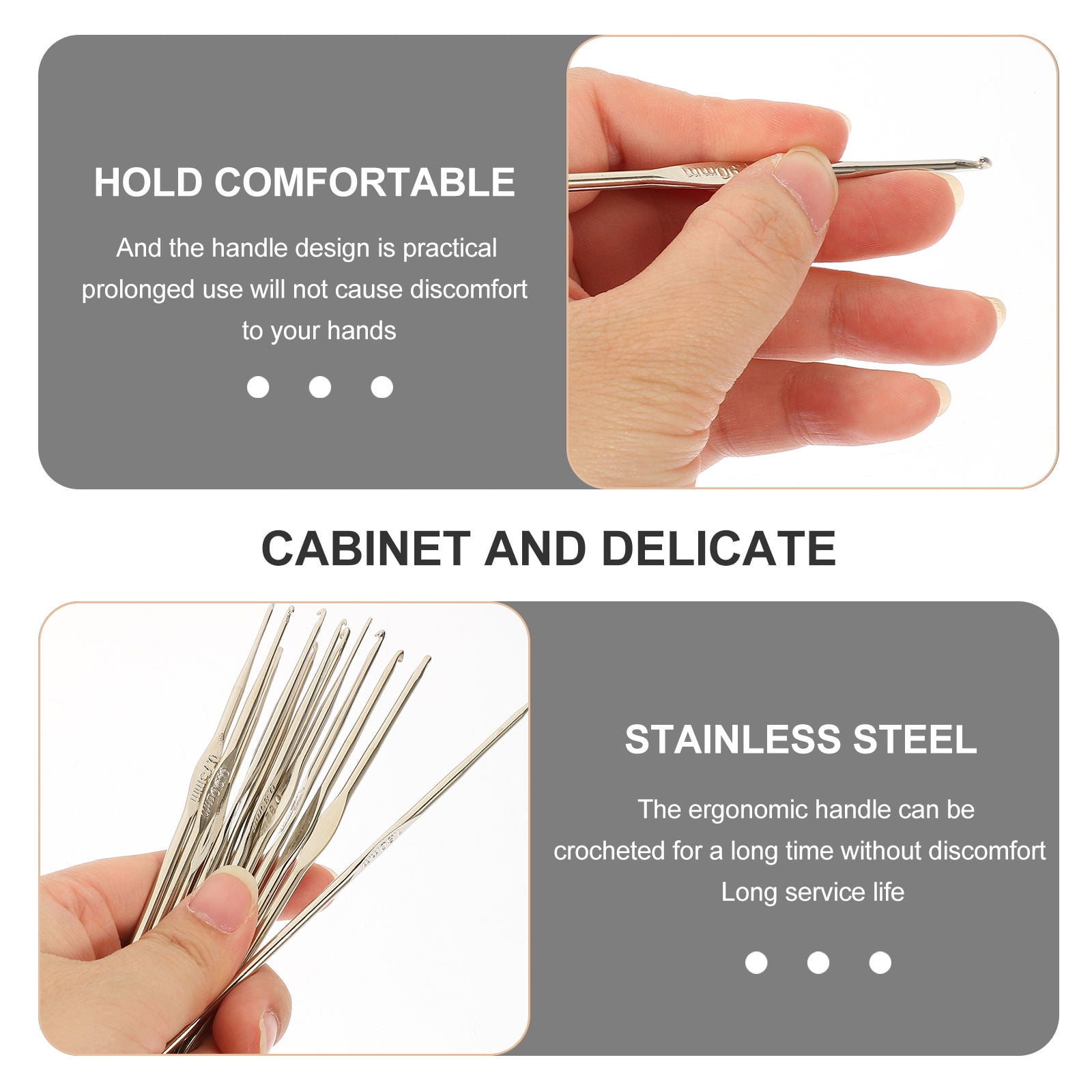 HOOWIFFY 3-Pack Lightweight Stainless Steel Crochet Hooks for Knitting, Sewing, and Hand Crafting Supplies - Image 7