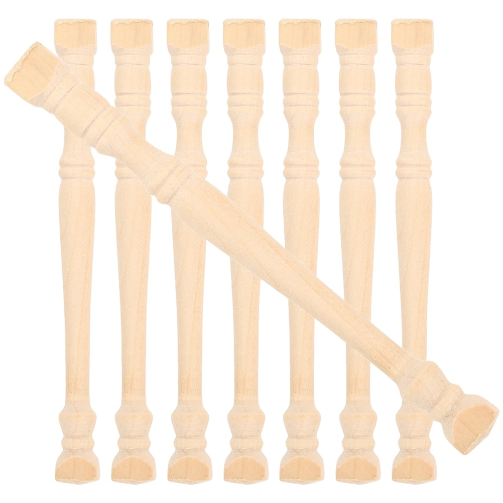 HOOWIFFY Set of 8 Realistic Khaki Wood Pillars for Dollhouse Decoration and Craft Projects - Image 1