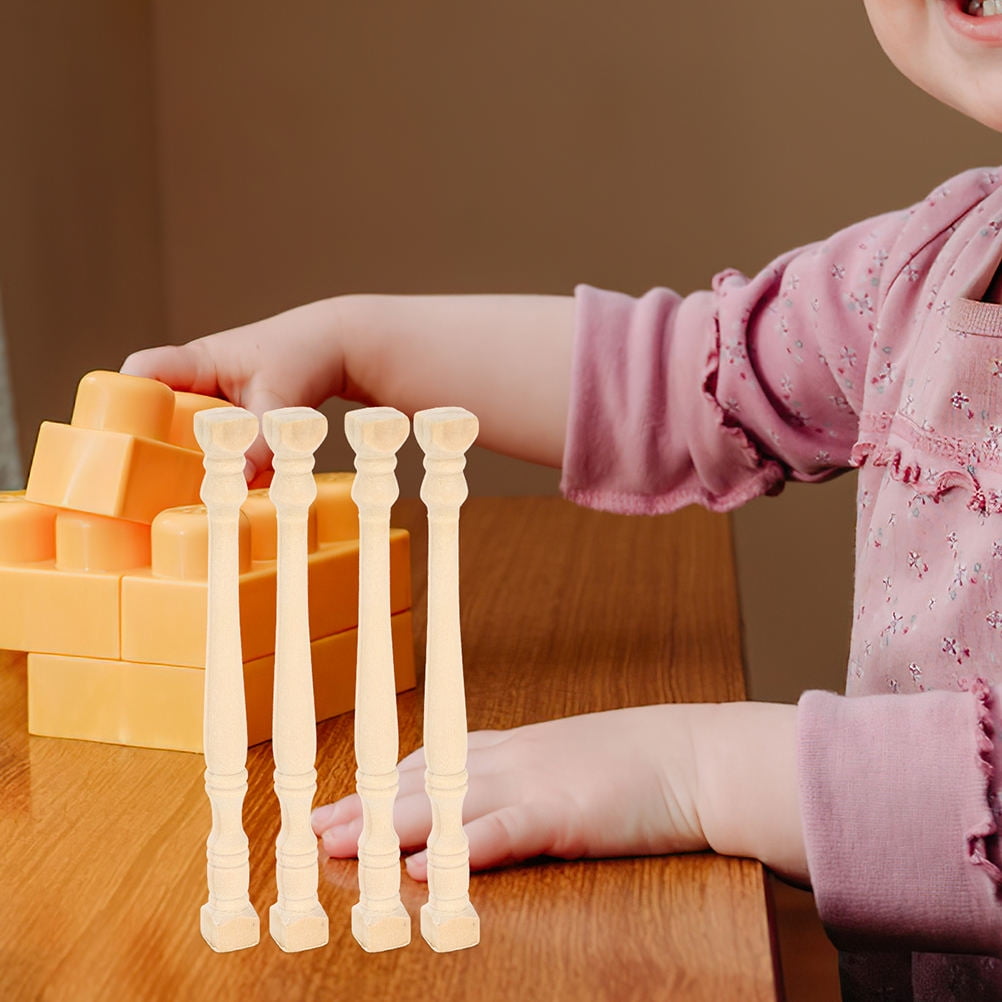 HOOWIFFY Set of 8 Realistic Khaki Wood Pillars for Dollhouse Decoration and Craft Projects - Image 4