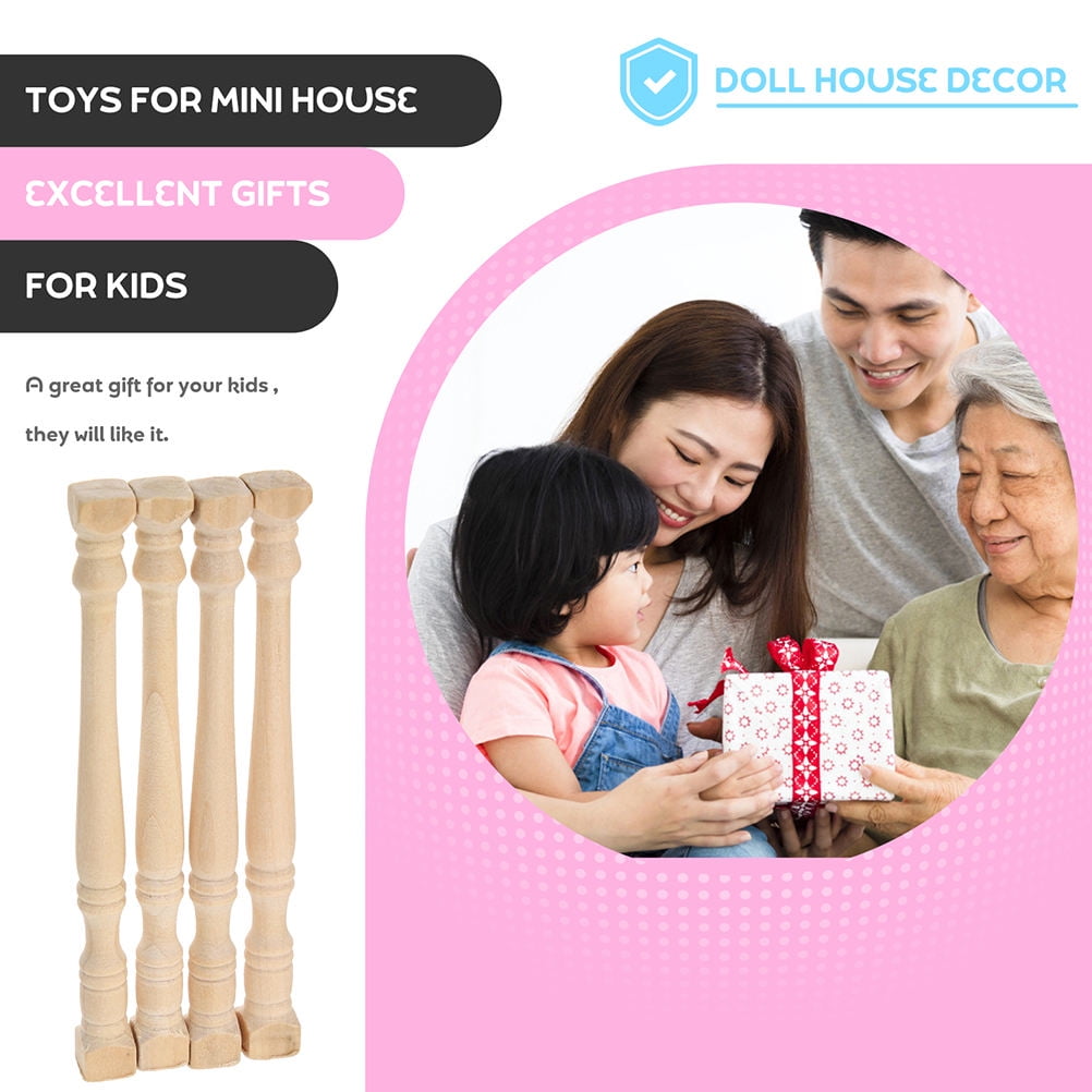 HOOWIFFY Set of 8 Realistic Khaki Wood Pillars for Dollhouse Decoration and Craft Projects - Image 6