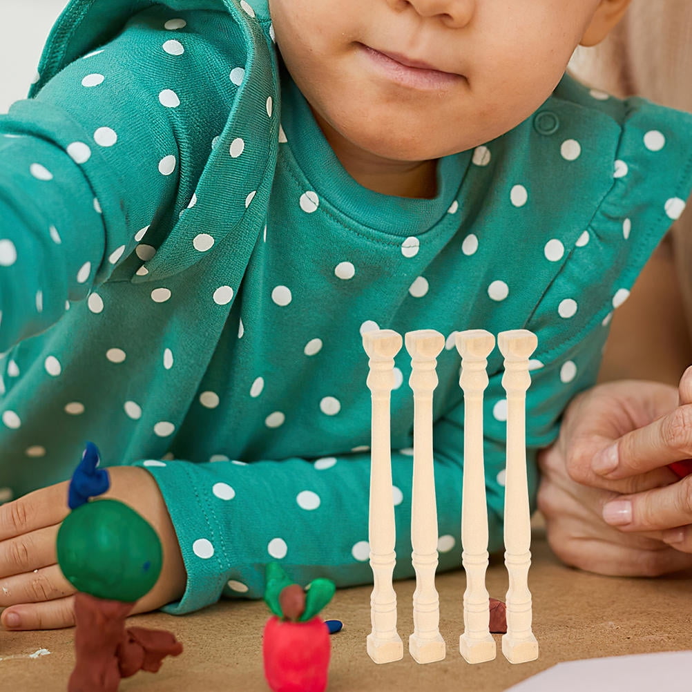 HOOWIFFY Set of 8 Realistic Khaki Wood Pillars for Dollhouse Decoration and Craft Projects - Image 8