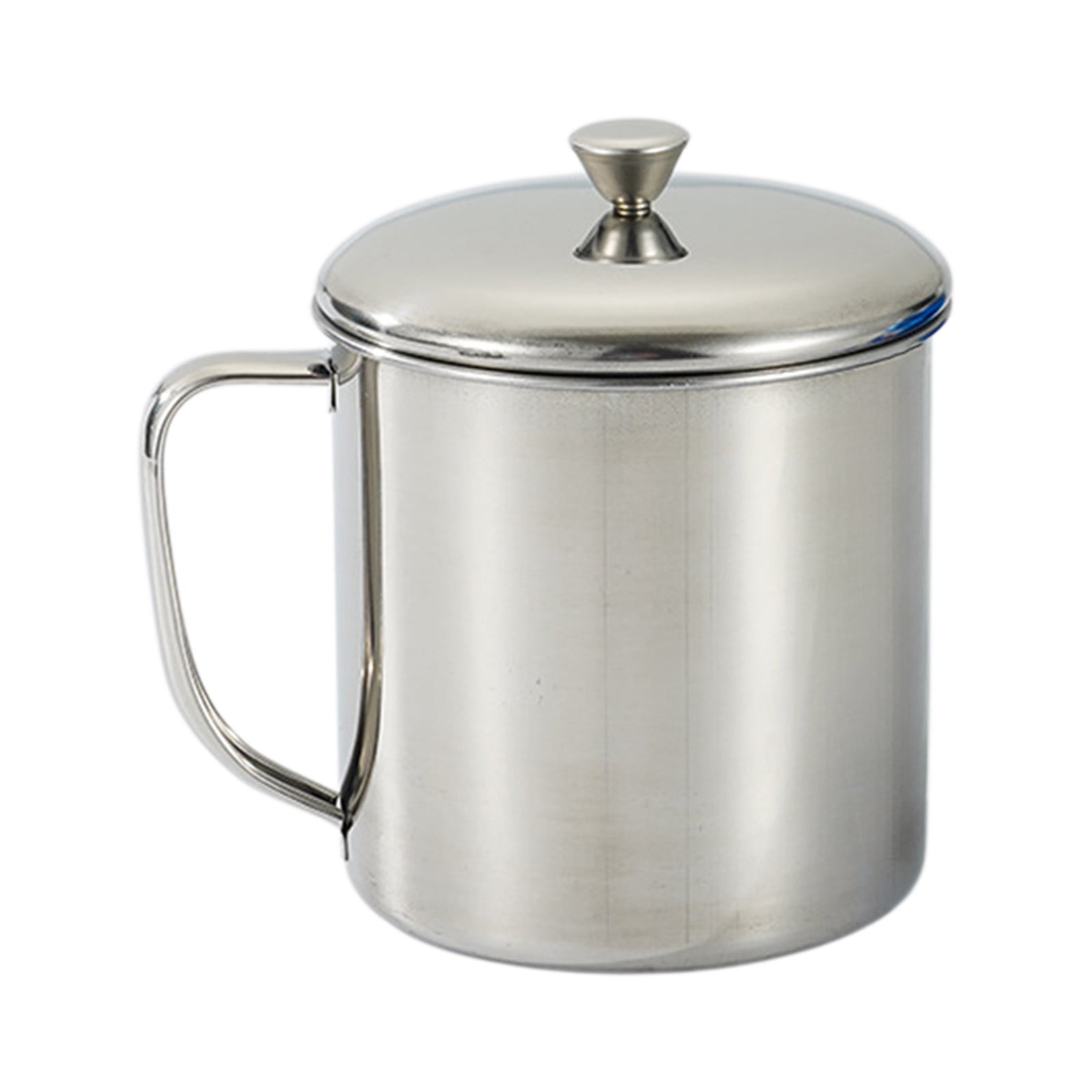 Darzheoy Stainless Steel Coffee Cup - Metal Tea Mug with Lid and Handle for Camping and Everyday Use XL Silver - Image 1