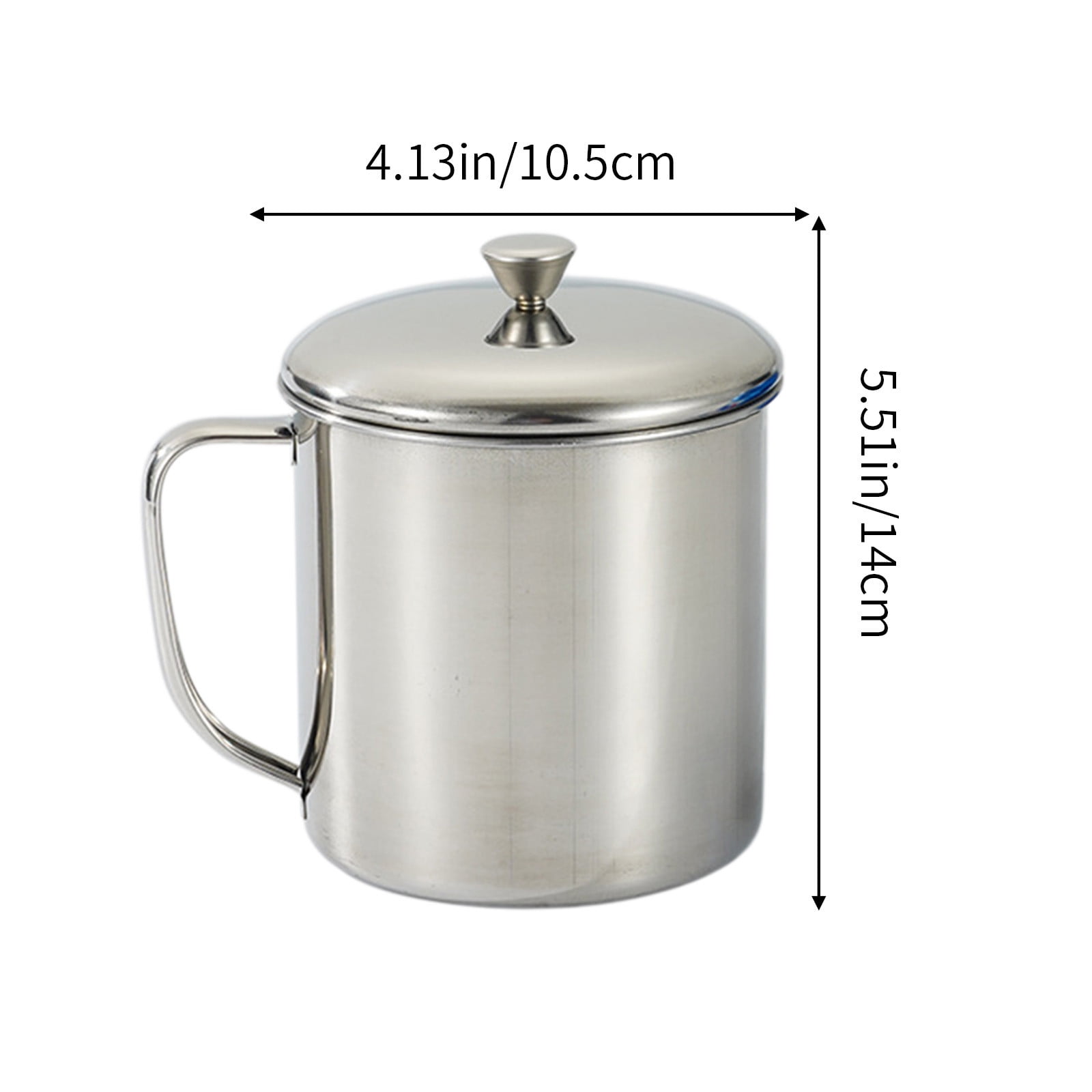 Darzheoy Stainless Steel Coffee Cup - Metal Tea Mug with Lid and Handle for Camping and Everyday Use XL Silver - Image 2
