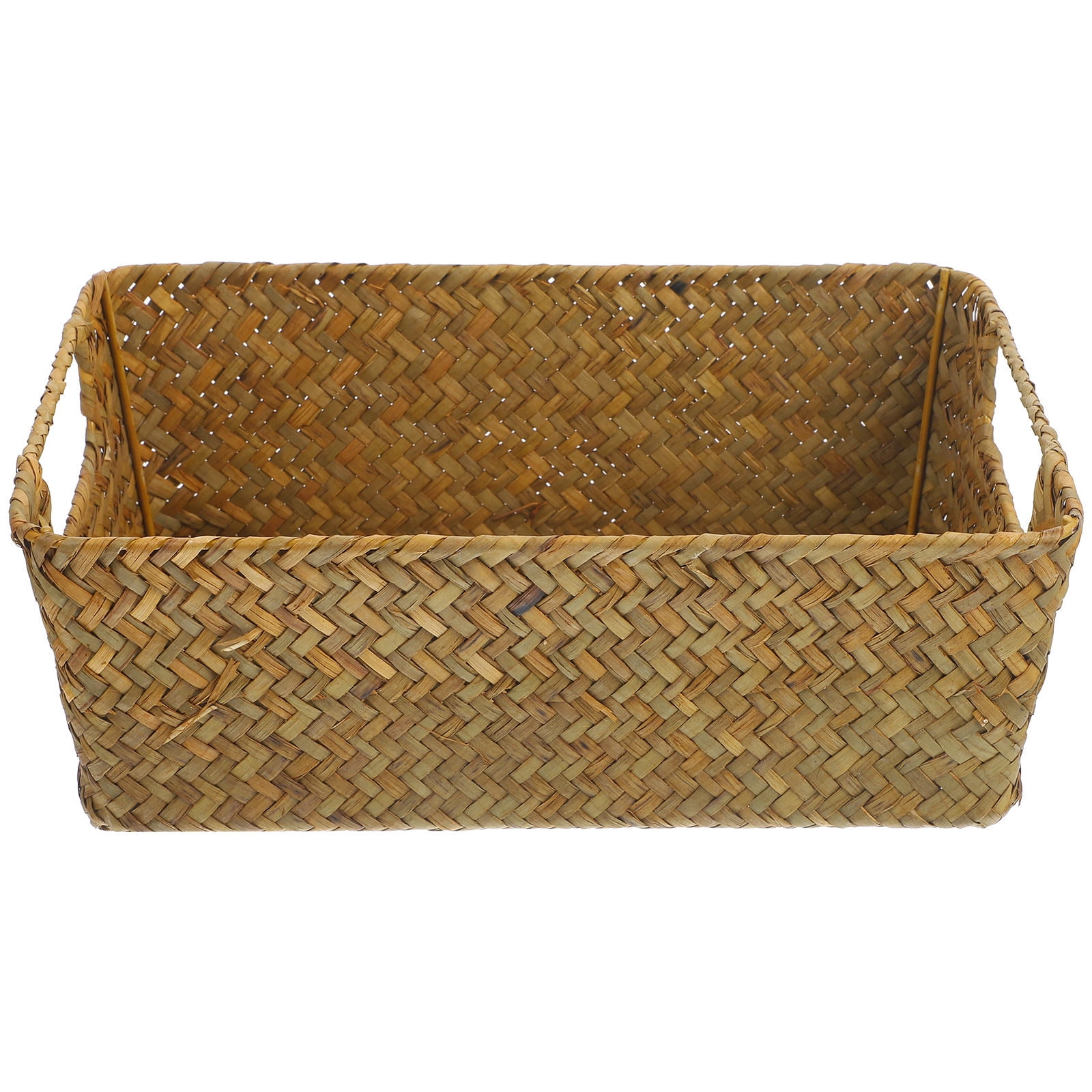 HOOWIFFY Handwoven Light Brown Straw Basket for Home Storage, Organization and Decorative Use - Image 1