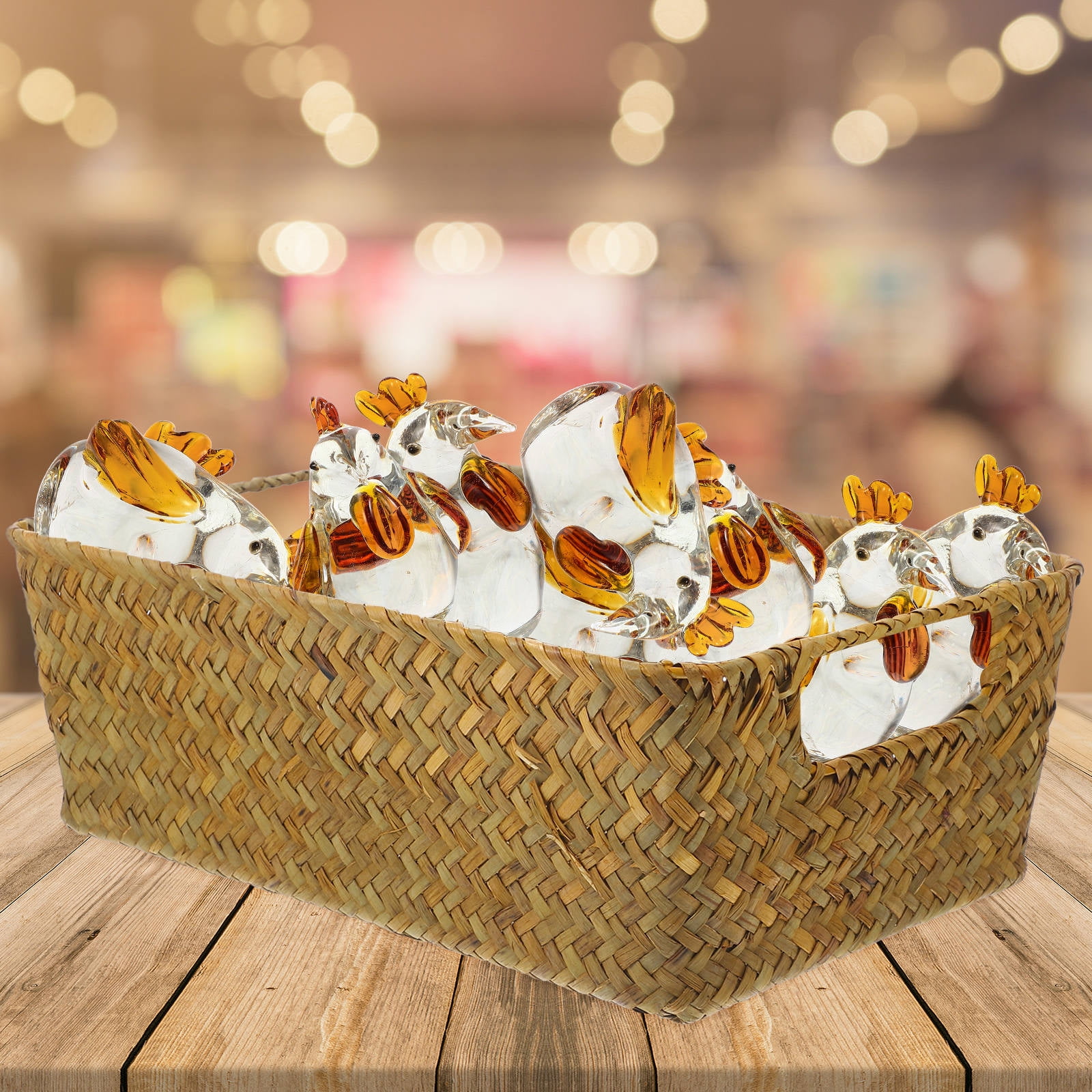 HOOWIFFY Handwoven Light Brown Straw Basket for Home Storage, Organization and Decorative Use - Image 4