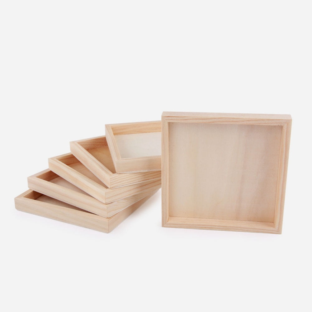 HOOWIFFY 4-Piece Khaki Wood Puzzle Organizer Set - Storage Boxes for Kids Building Blocks and Toy Storage - Image 3