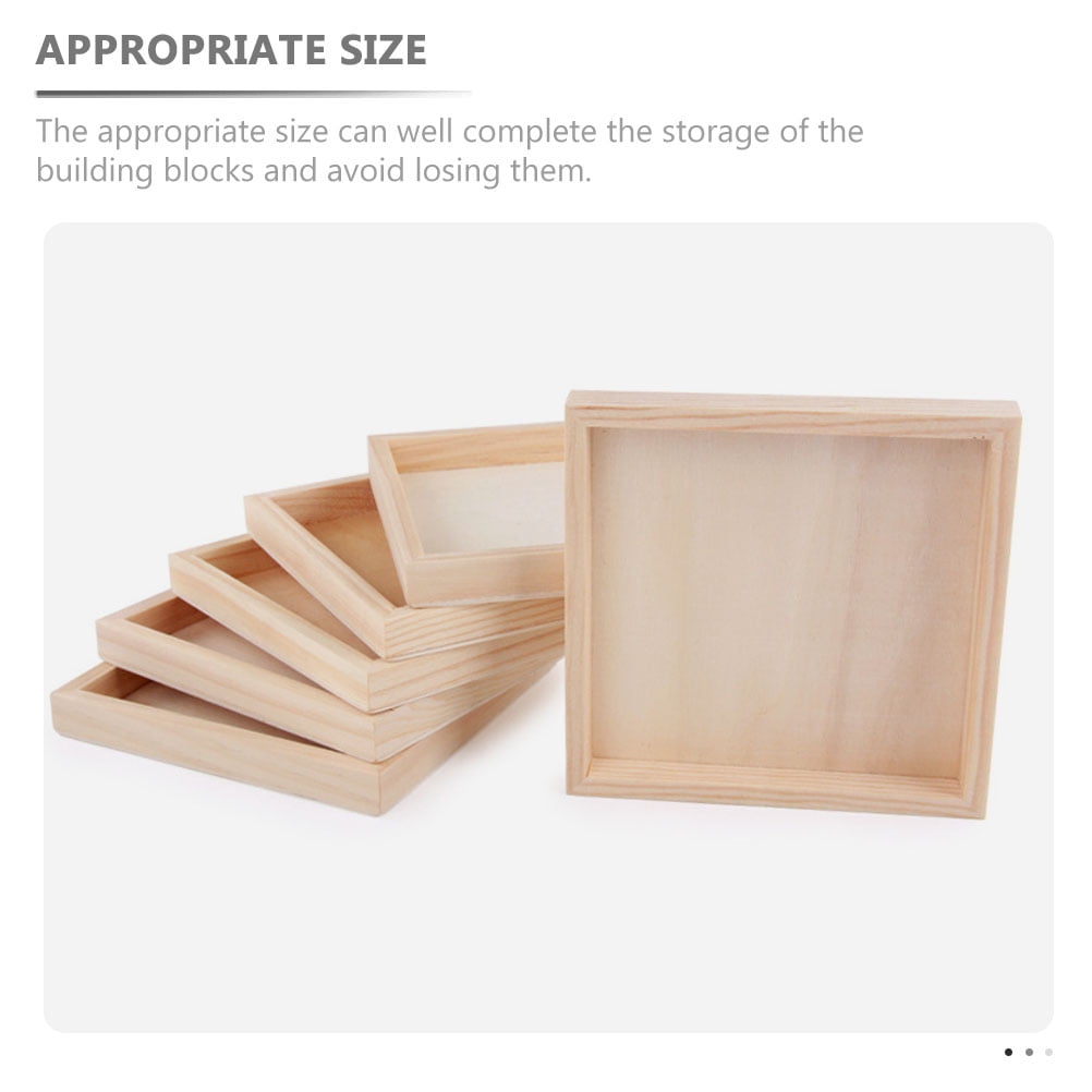 HOOWIFFY 4-Piece Khaki Wood Puzzle Organizer Set - Storage Boxes for Kids Building Blocks and Toy Storage - Image 5