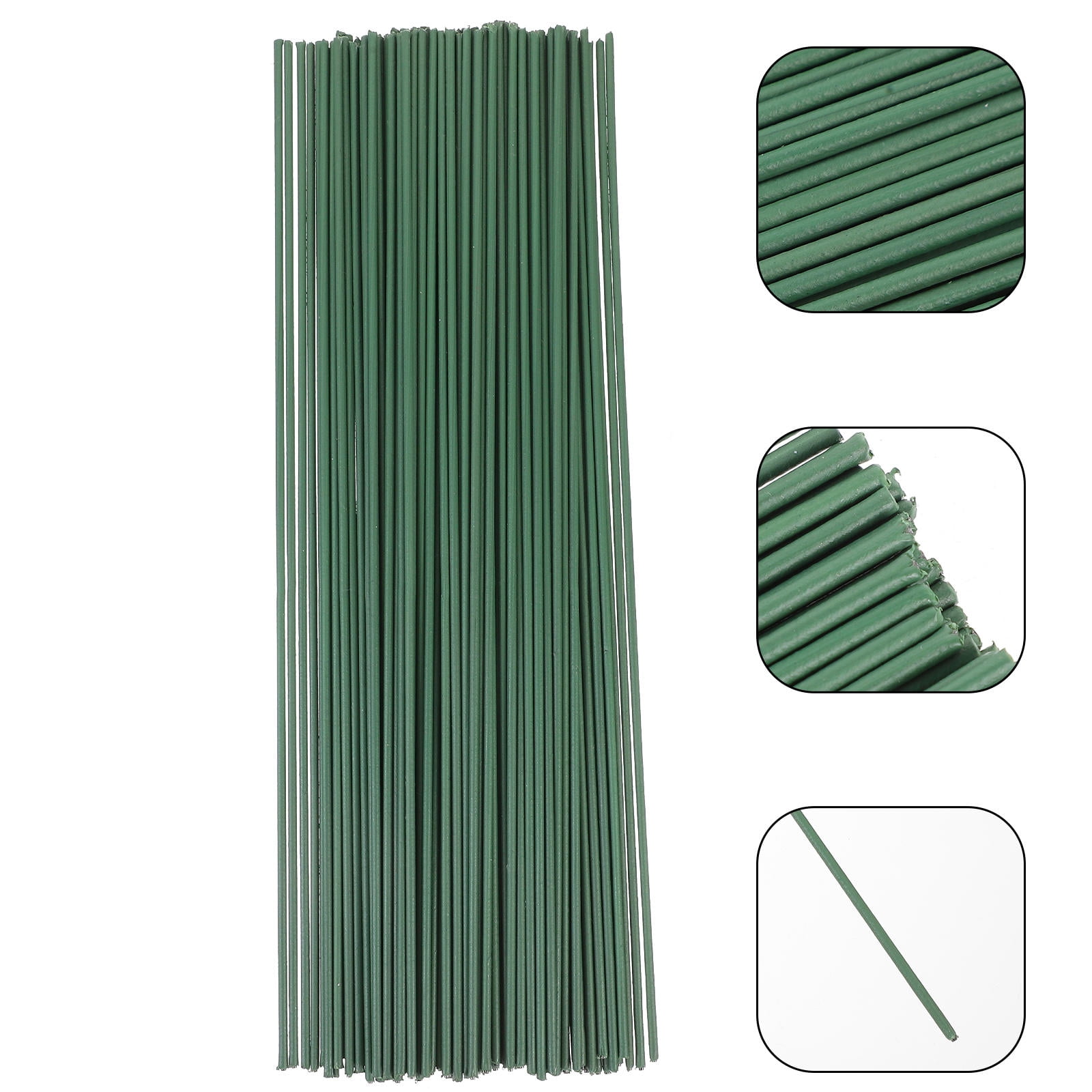 HOOWIFFY 100pcs Green Floral Wire Stems for Artificial Flowers Flexible and Bendable for Arrangements - Image 1