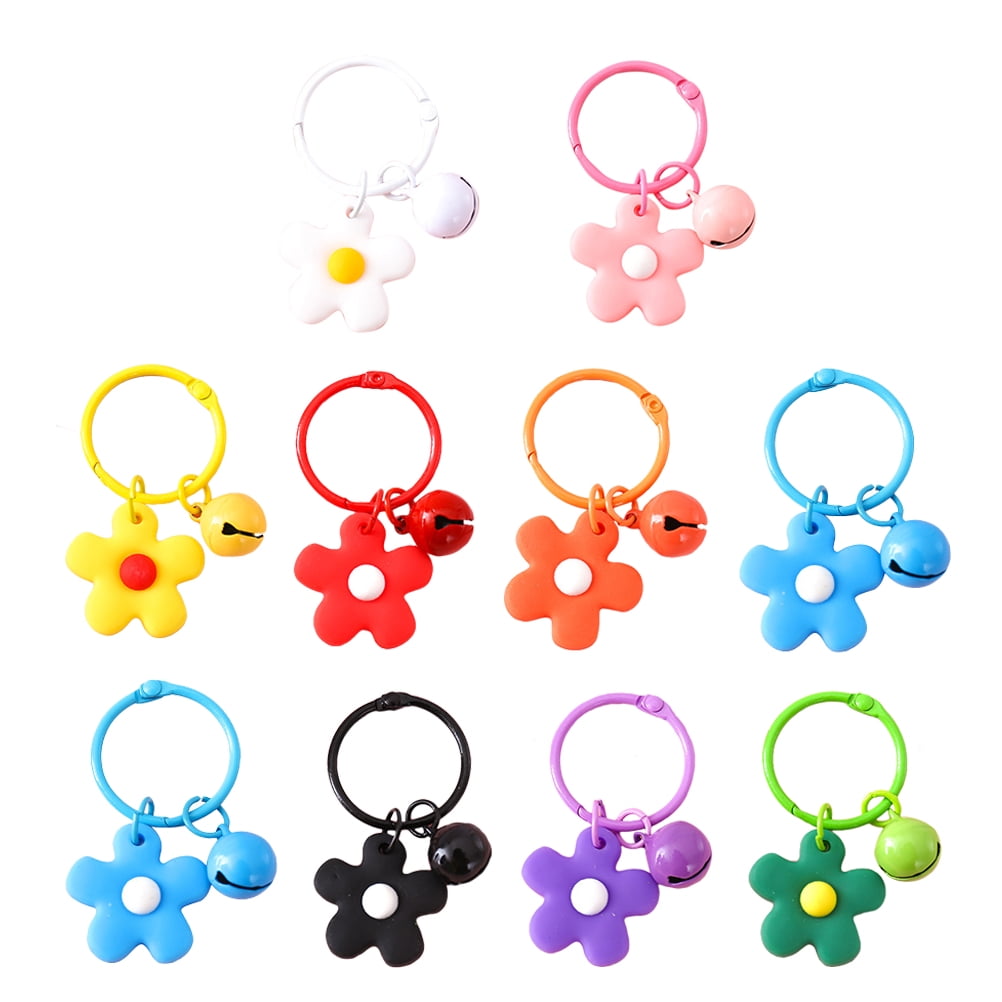 SKISUNO 10-Piece Handbag Charm Keychains with Flower and Bell Accessories for Women and Friends Set - Image 1
