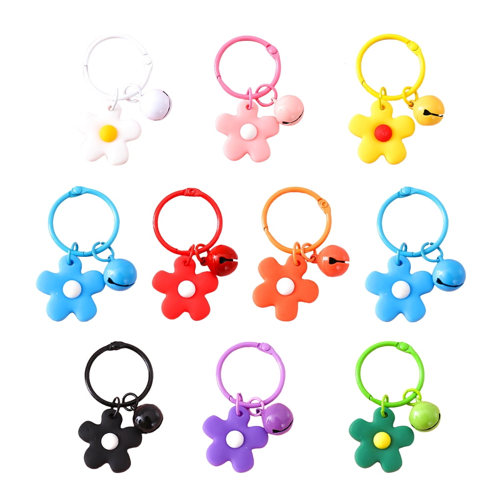 SKISUNO 10-Piece Handbag Charm Keychains with Flower and Bell Accessories for Women and Friends Set - Image 3