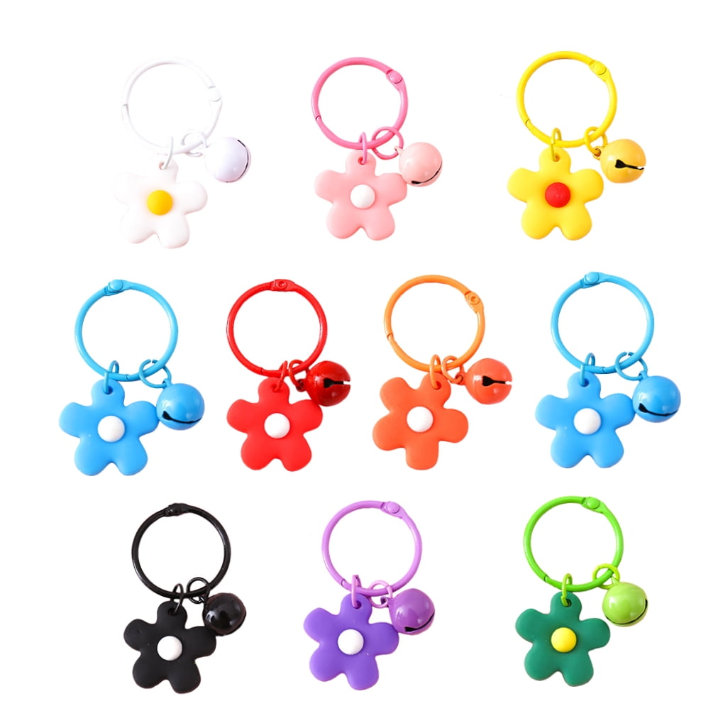 SKISUNO 10-Piece Handbag Charm Keychains with Flower and Bell Accessories for Women and Friends Set - Image 4