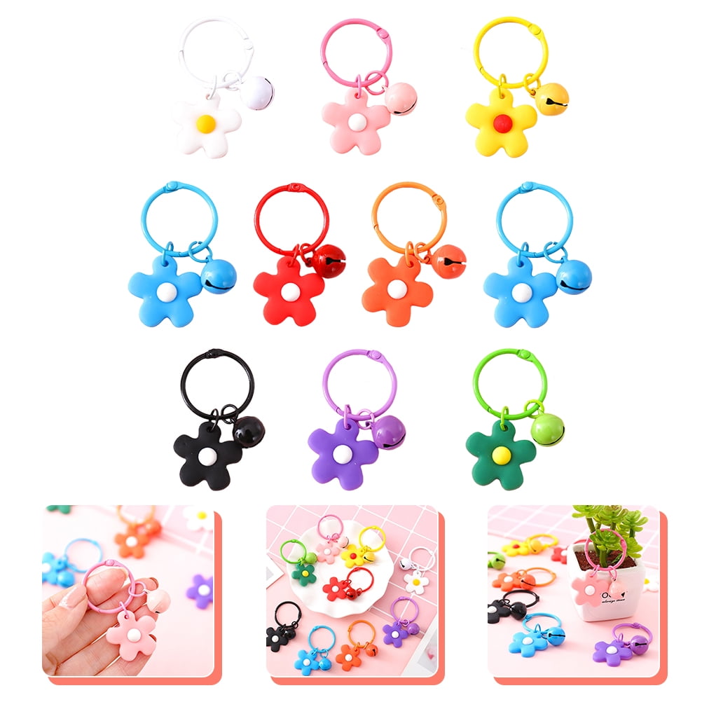 SKISUNO 10-Piece Handbag Charm Keychains with Flower and Bell Accessories for Women and Friends Set - Image 6