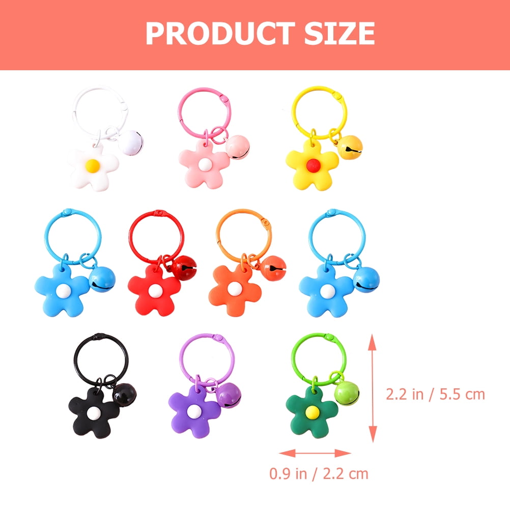 SKISUNO 10-Piece Handbag Charm Keychains with Flower and Bell Accessories for Women and Friends Set - Image 7