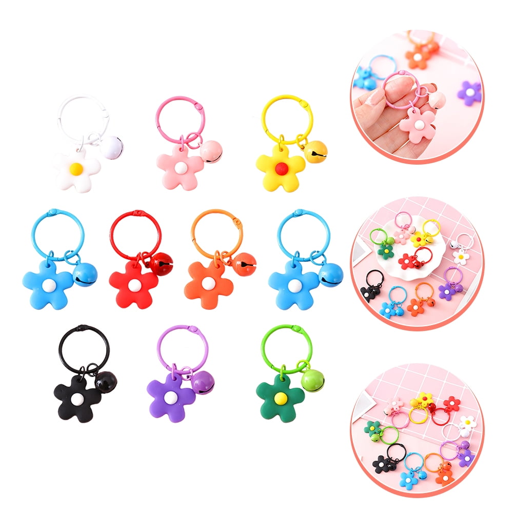 SKISUNO 10-Piece Handbag Charm Keychains with Flower and Bell Accessories for Women and Friends Set - Image 8