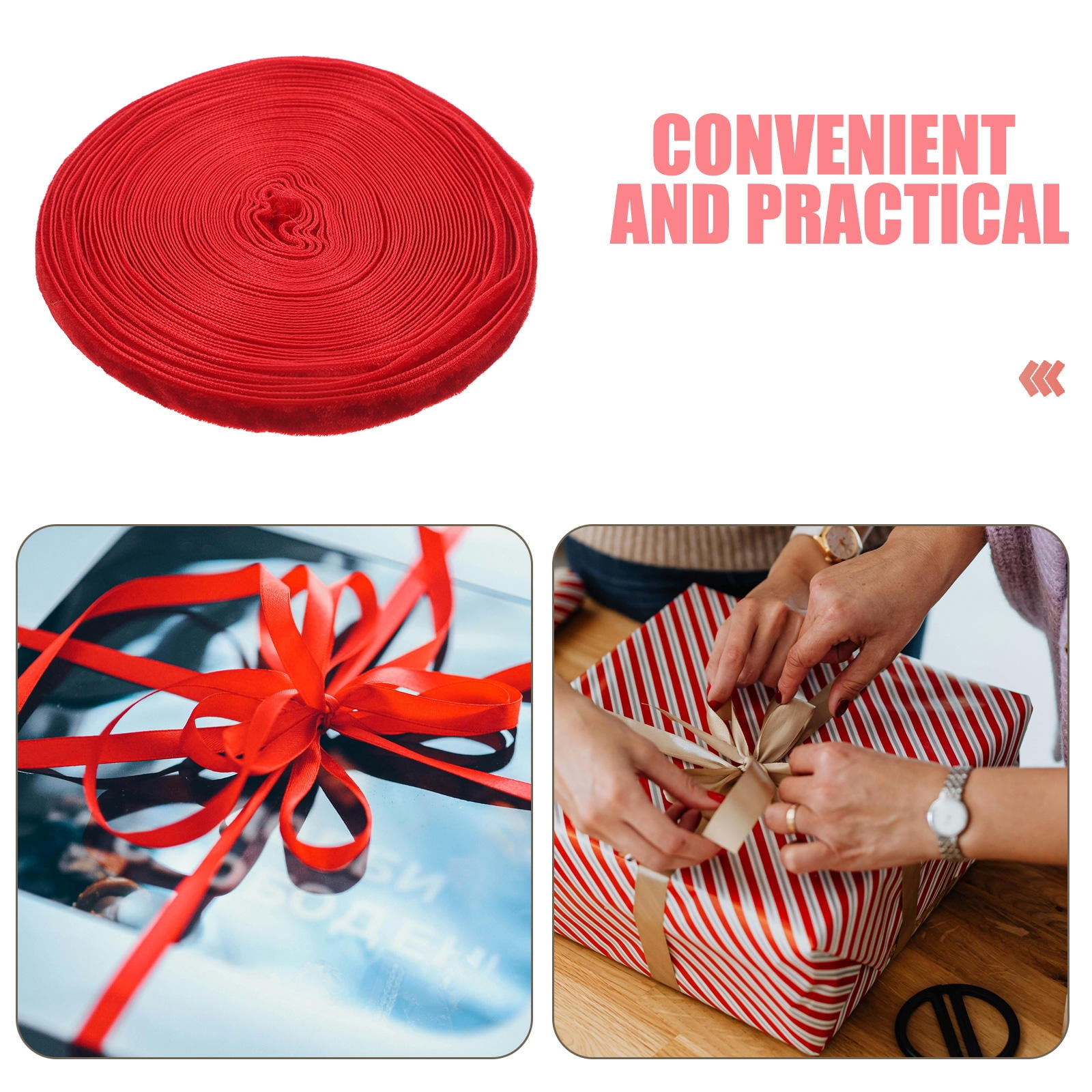 HOOWIFFY Red Thin Craft Ribbon 1 Roll for Bows, Wrapping, Decorations, Special Occasions and Crafts - Image 3