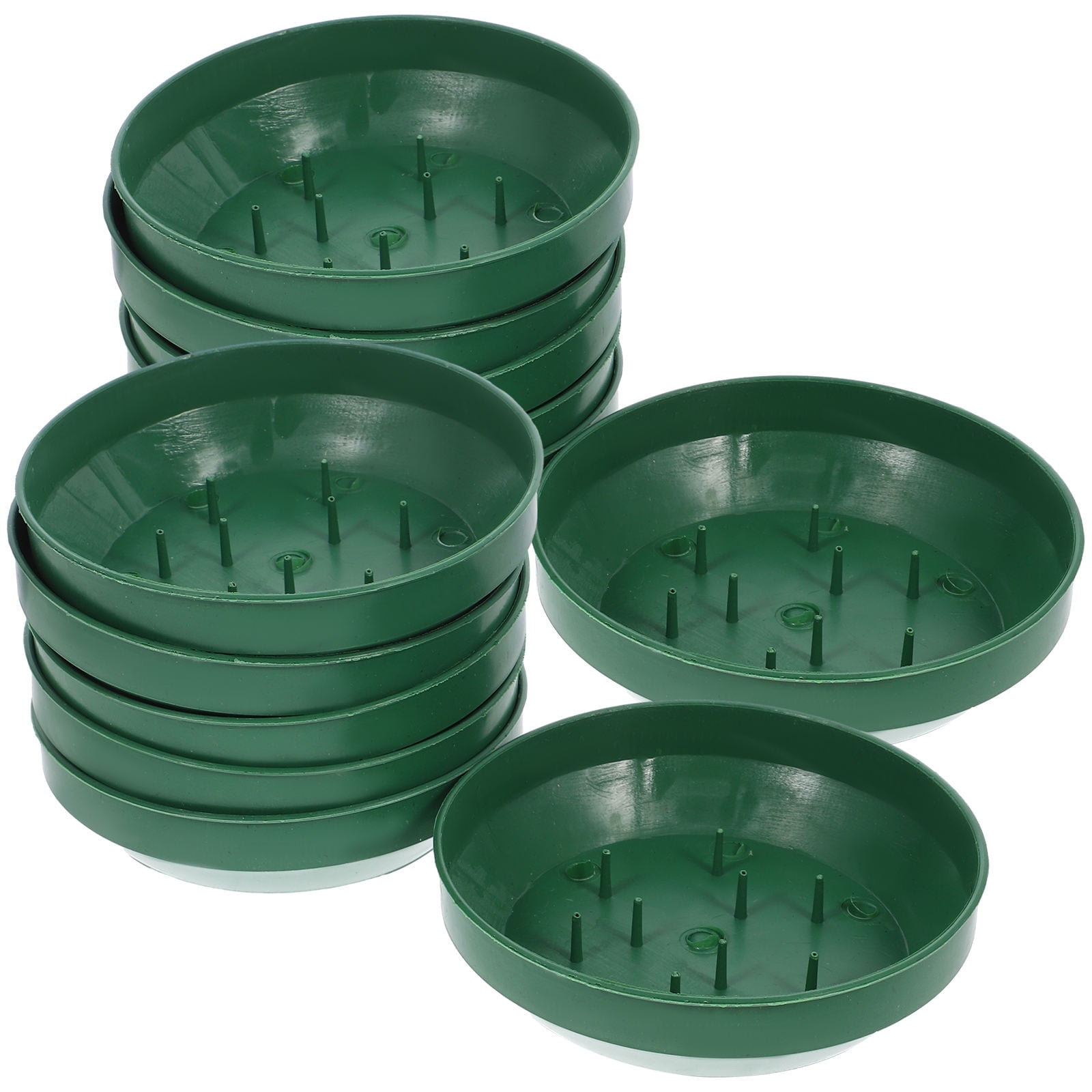 HOOWIFFY Green Plastic Flower Arrangement Plates 5.7 x 5.7 x 1.6 Inches Floral Craft Supplies for Decorations - Image 1