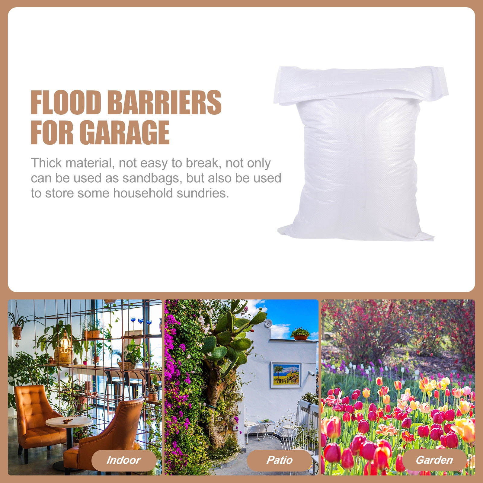 HOOWIFFY White PP Woven Sandbags for Flood , Home, Garage, Yard, and Outdoor Use - Image 3
