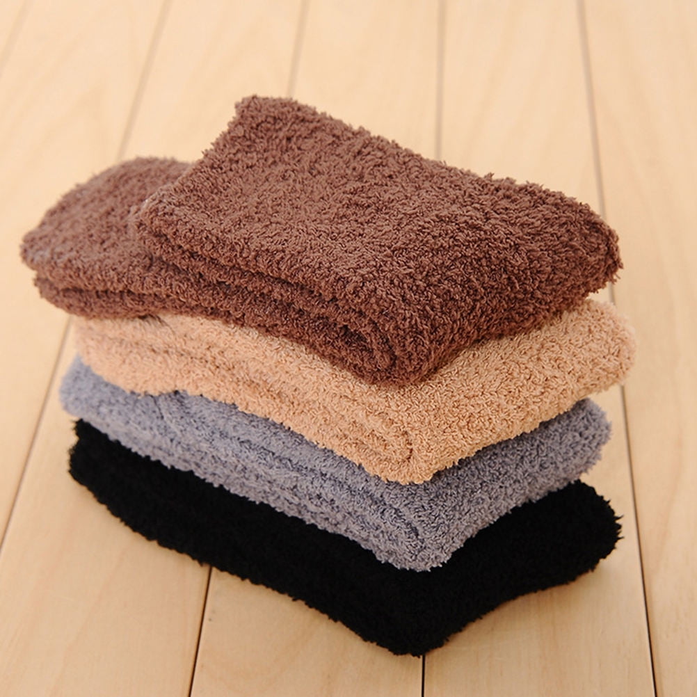 HOOWIFFY Mens Warm Bed Socks 1 Pair Thick Fuzzy Sleep Socks Grey 9.8×2.8×0.2in - Image 5