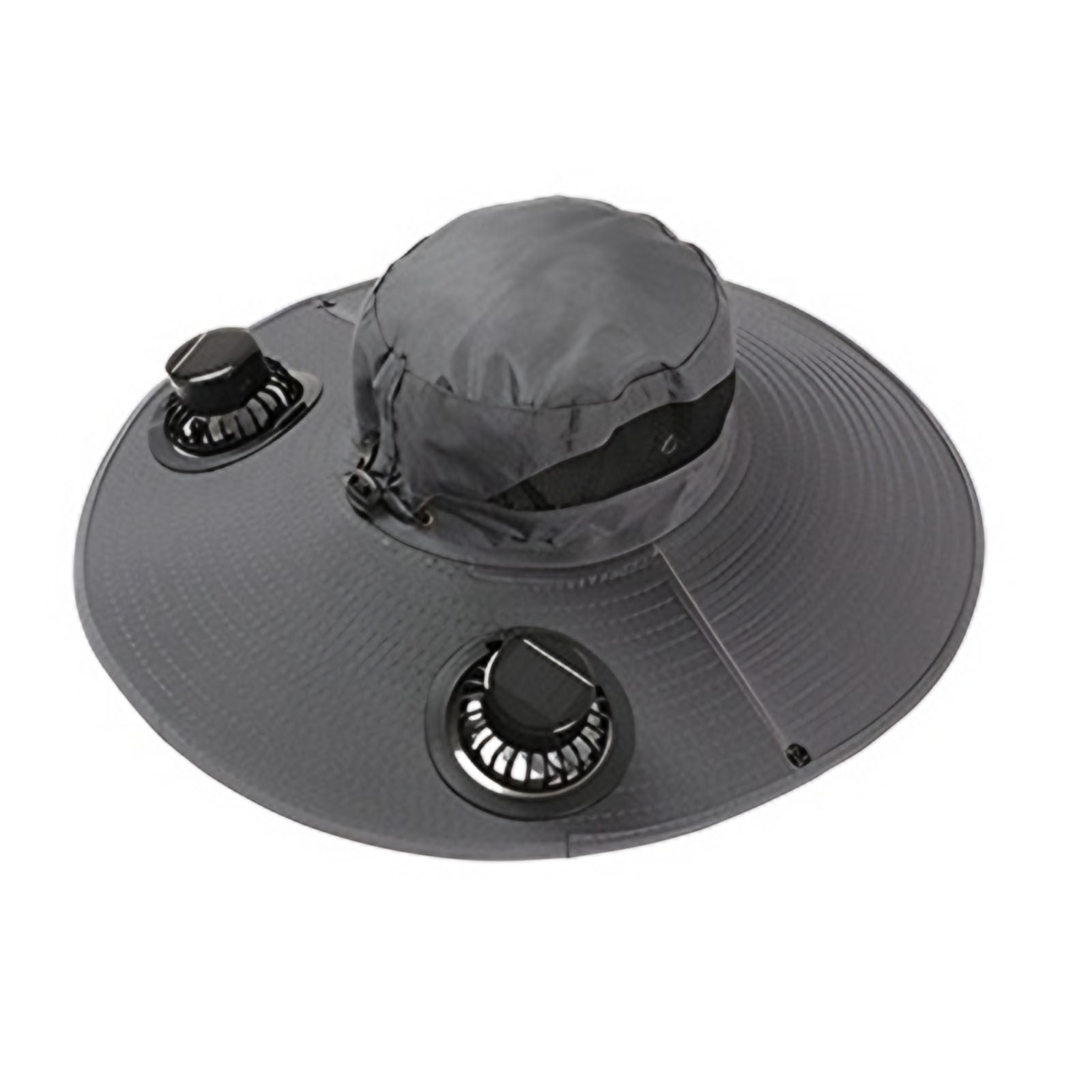 Darzheoy Solar Fan Hat Wide Brim Solar Fan Hat Outdoor Wide Brim Sun Hat with Solar Fan Fishing Hat, Removable & USB Charging Fan B-Dark Gray - Image 2