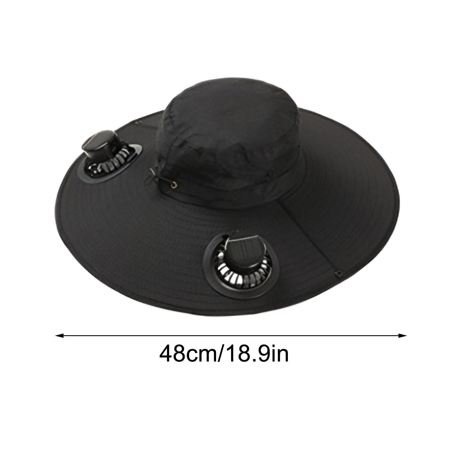 Darzheoy Solar Fan Hat Wide Brim Solar Fan Hat Outdoor Wide Brim Sun Hat with Solar Fan Fishing Hat, Removable & USB Charging Fan C-Black - Image 3