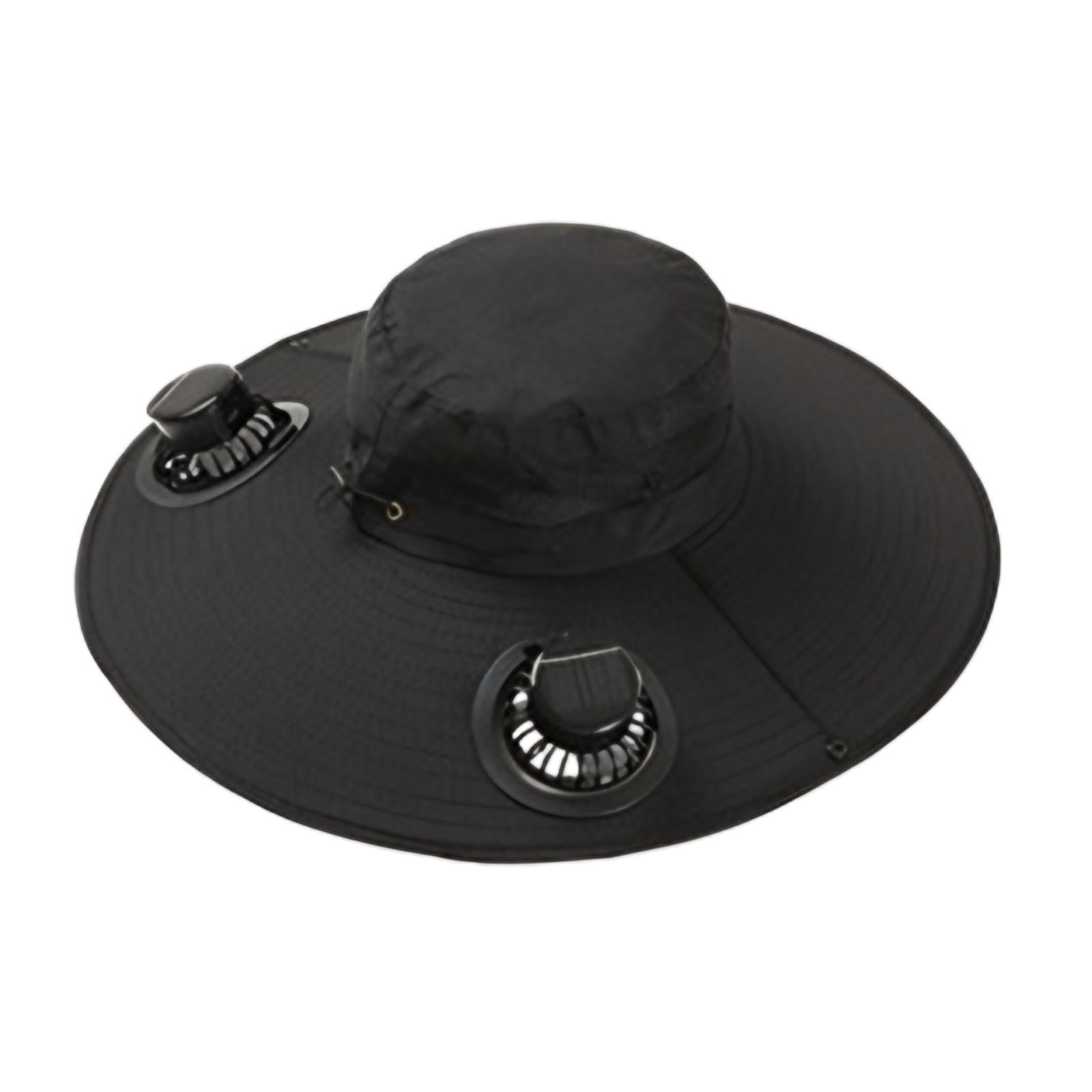Darzheoy Solar Fan Hat Wide Brim Solar Fan Hat Outdoor Wide Brim Sun Hat with Solar Fan Fishing Hat, Removable & USB Charging Fan C-Black - Image 4
