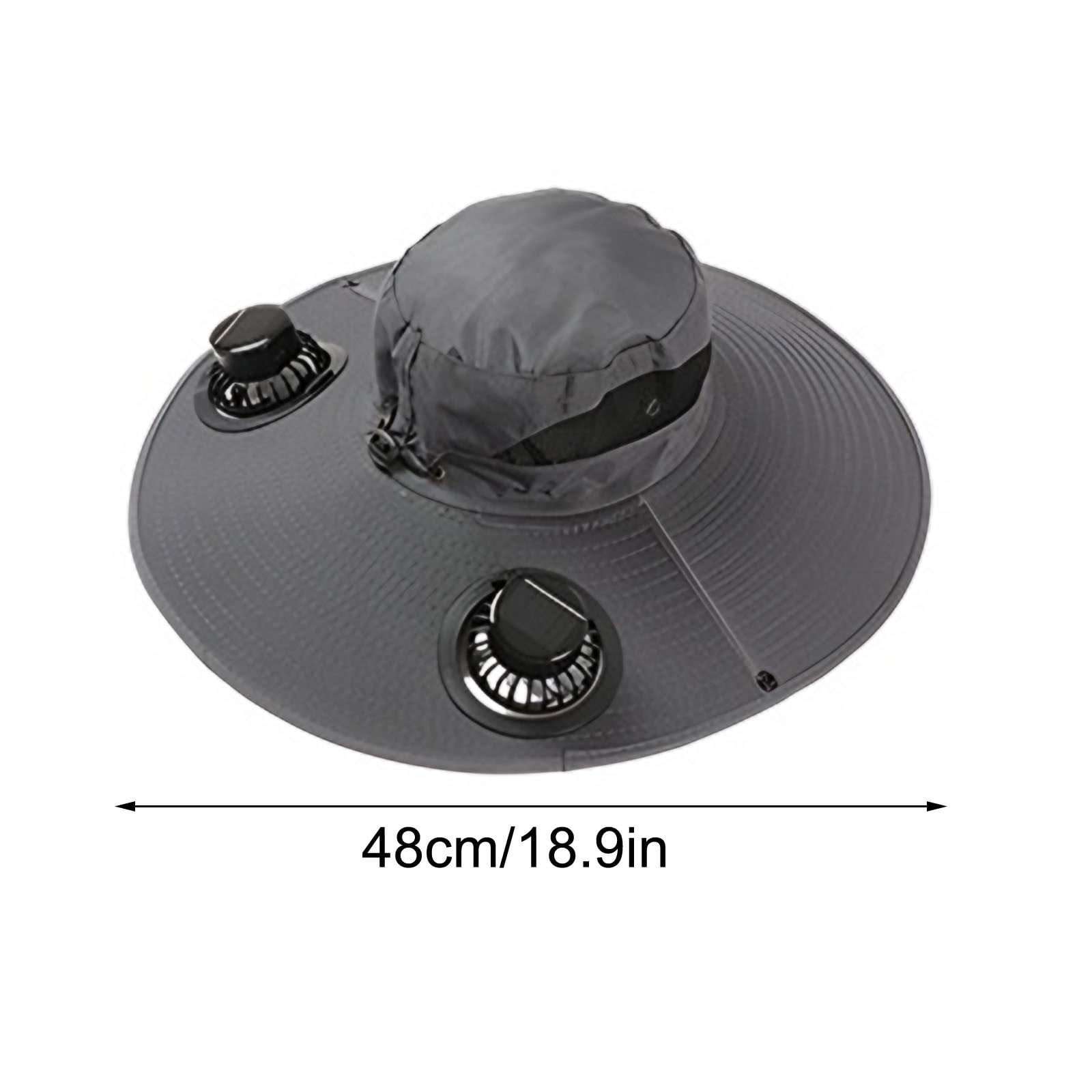 Darzheoy Solar Fan Hat Wide Brim Solar Fan Hat Outdoor Wide Brim Sun Hat with Solar Fan Fishing Hat, Removable & USB Charging Fan C-Dark Gray - Image 3