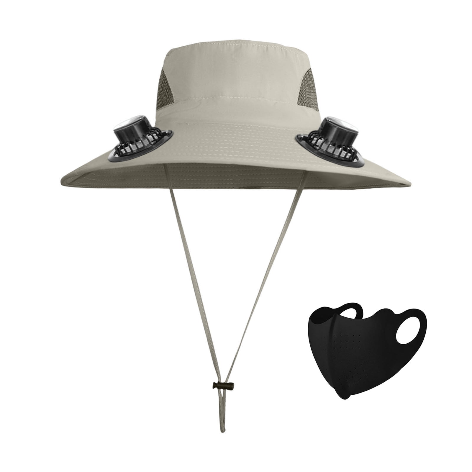 Darzheoy Solar Fan Hat Wide Brim Solar Fan Hat Outdoor Wide Brim Sun Hat with Solar Fan Fishing Hat, Removable & USB Charging Fan C-Gray - Image 1