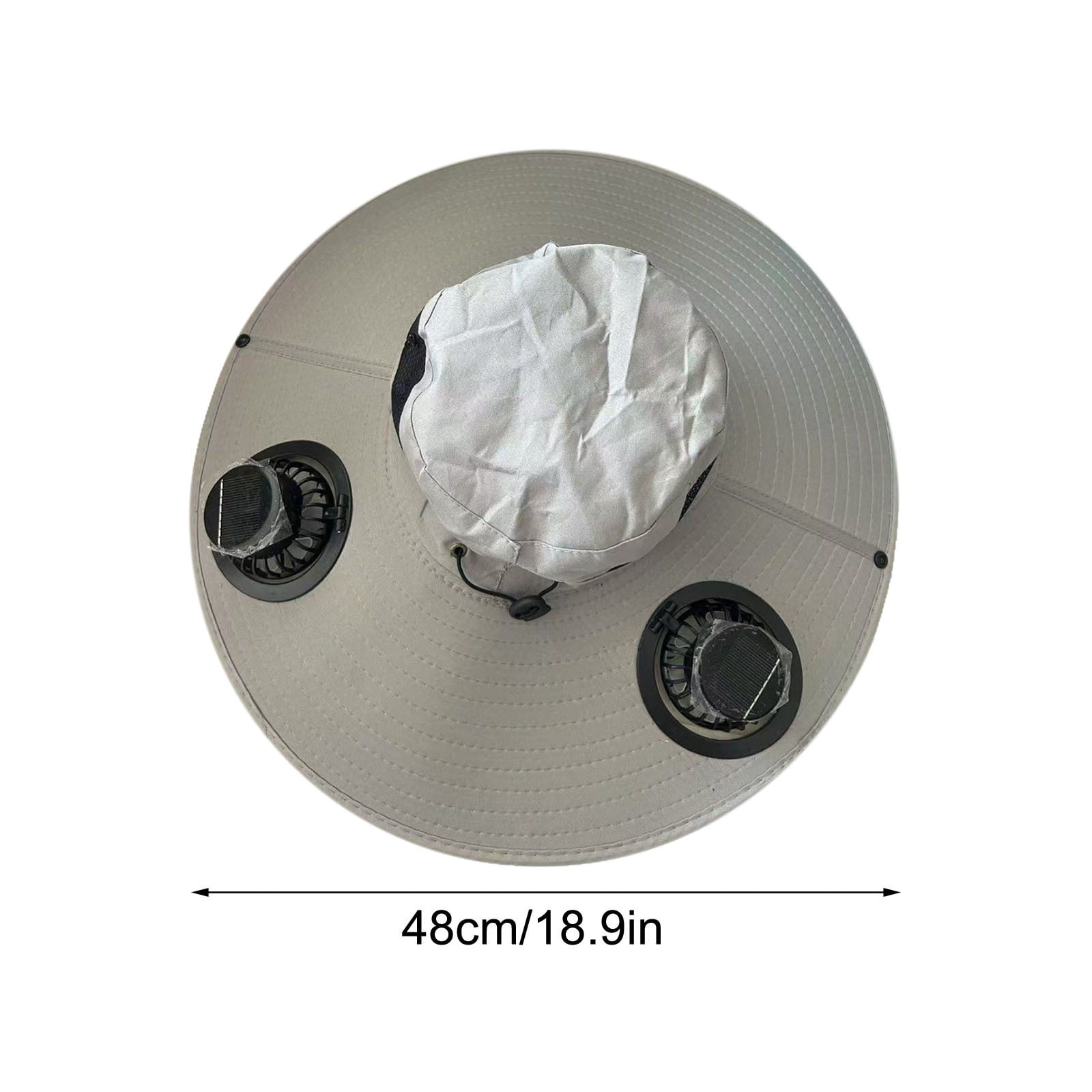 Darzheoy Solar Fan Hat Wide Brim Solar Fan Hat Outdoor Wide Brim Sun Hat with Solar Fan Fishing Hat, Removable & USB Charging Fan C-Gray - Image 3