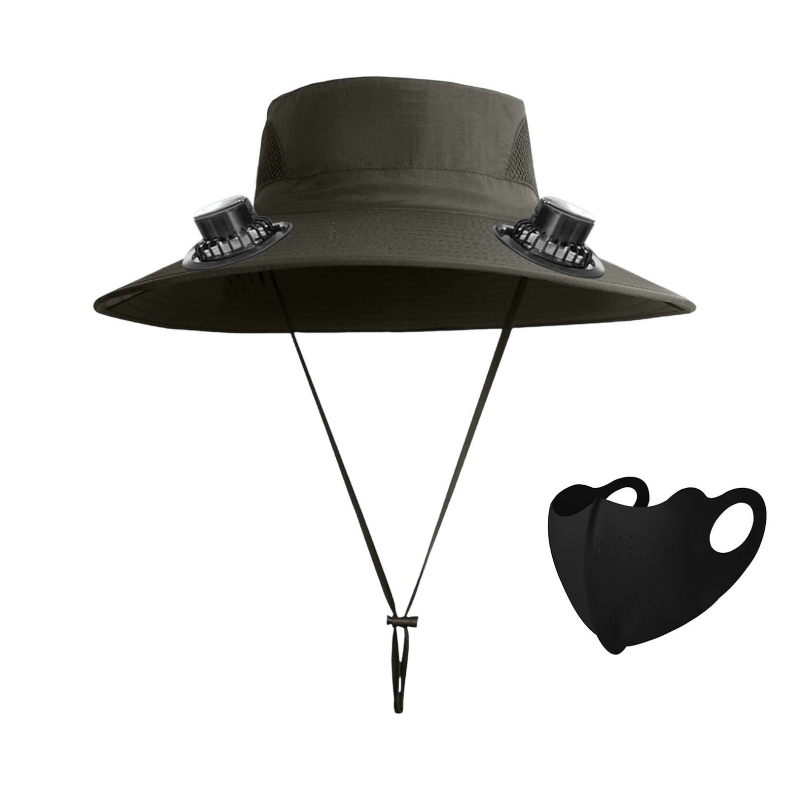 Darzheoy Solar Fan Hat Wide Brim Solar Fan Hat Outdoor Wide Brim Sun Hat with Solar Fan Fishing Hat, Removable & USB Charging Fan C-Green - Image 1