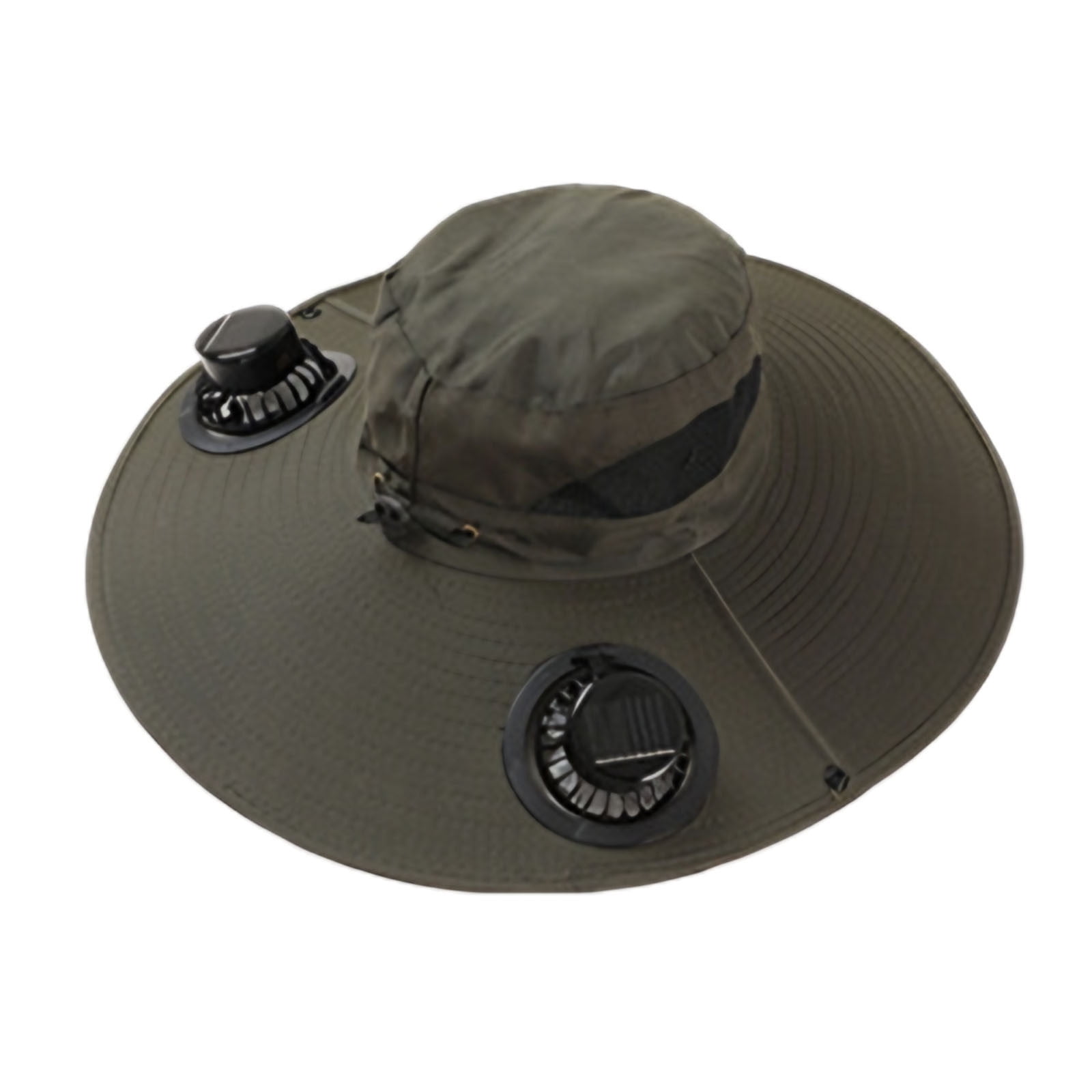 Darzheoy Solar Fan Hat Wide Brim Solar Fan Hat Outdoor Wide Brim Sun Hat with Solar Fan Fishing Hat, Removable & USB Charging Fan C-Green - Image 4