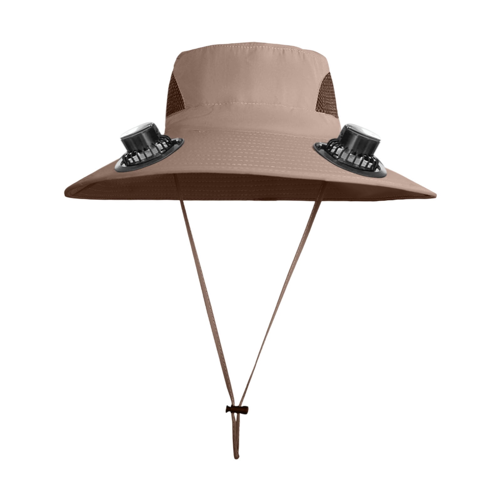 Darzheoy Solar Fan Hat Wide Brim Solar Fan Hat Outdoor Wide Brim Sun Hat with Solar Fan Fishing Hat, Removable & USB Charging Fan C-Khaki - Image 2