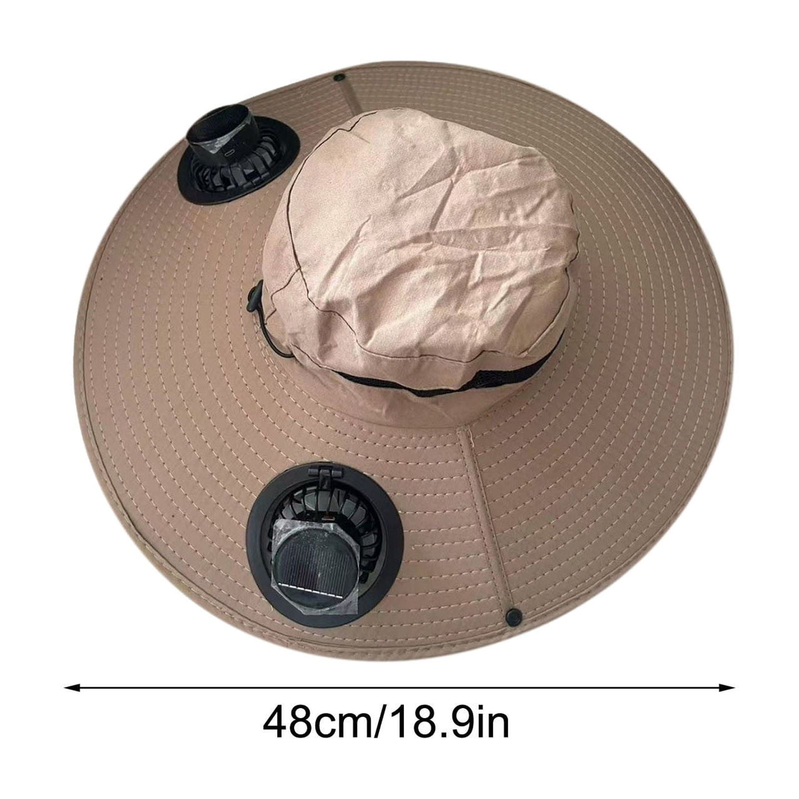 Darzheoy Solar Fan Hat Wide Brim Solar Fan Hat Outdoor Wide Brim Sun Hat with Solar Fan Fishing Hat, Removable & USB Charging Fan C-Khaki - Image 3