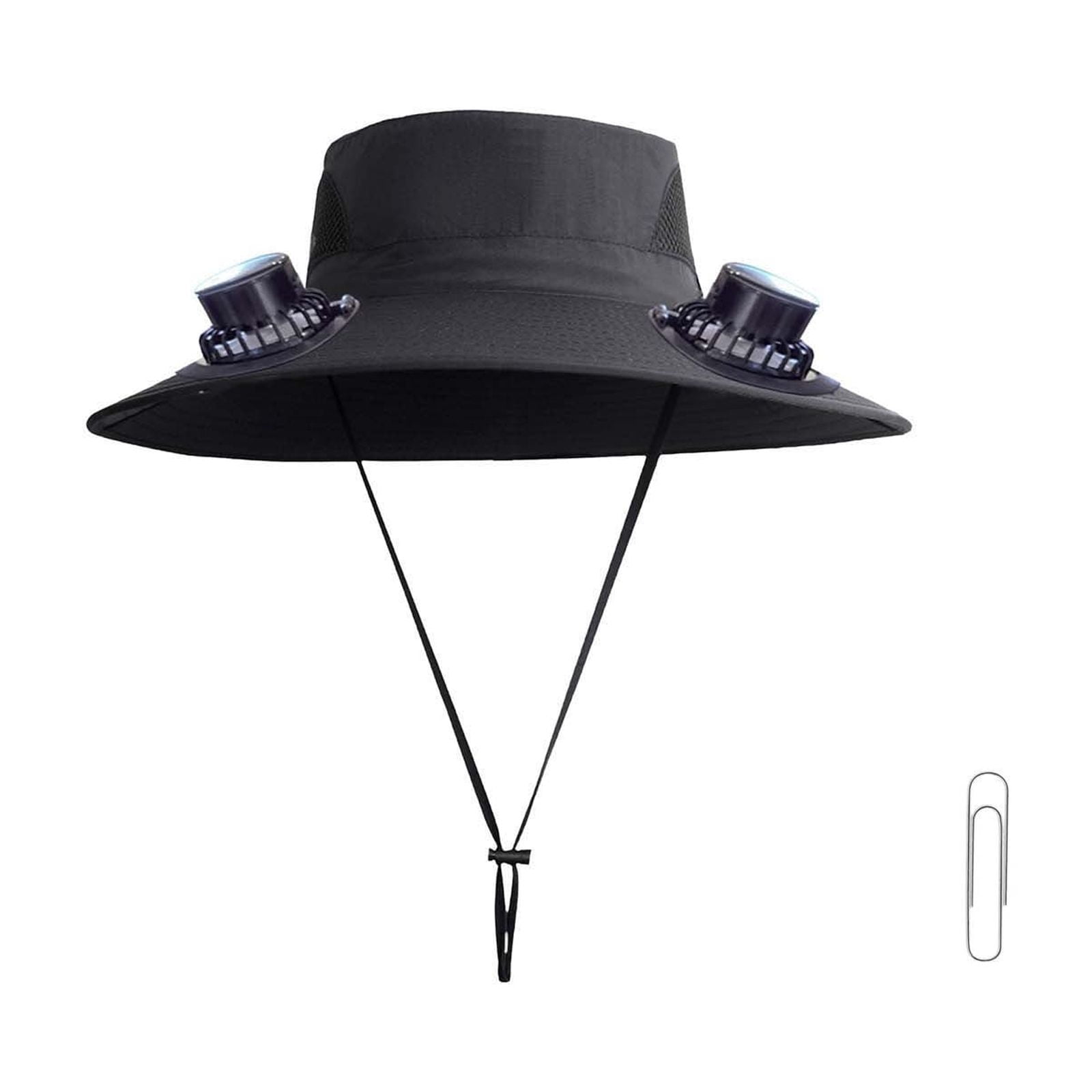 Darzheoy Solar Fan Hat Wide Brim Solar Fan Hat Outdoor Wide Brim Sun Hat with Solar Fan Fishing Hat, Removable & USB Charging Fan D-Black - Image 1