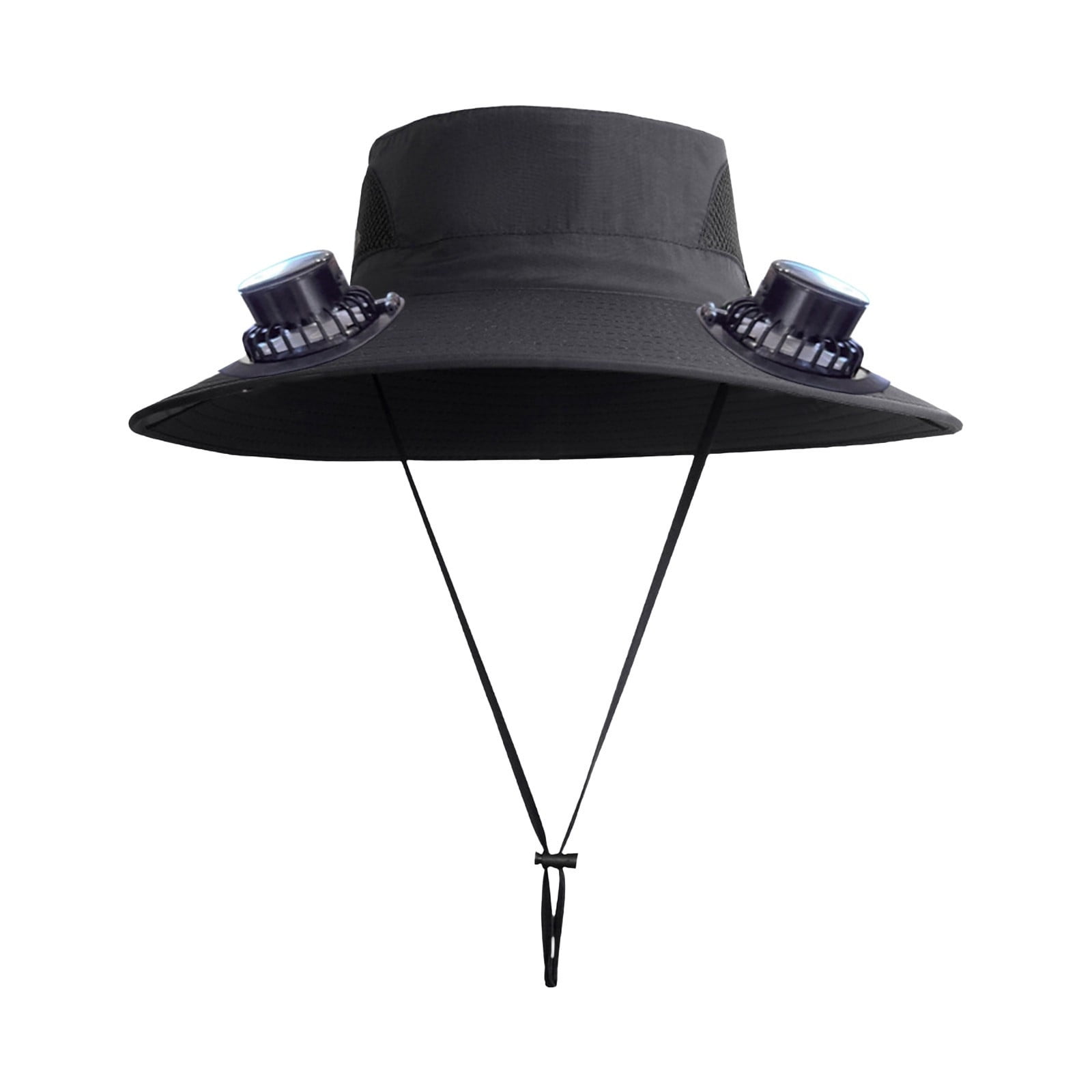 Darzheoy Solar Fan Hat Wide Brim Solar Fan Hat Outdoor Wide Brim Sun Hat with Solar Fan Fishing Hat, Removable & USB Charging Fan D-Black - Image 2
