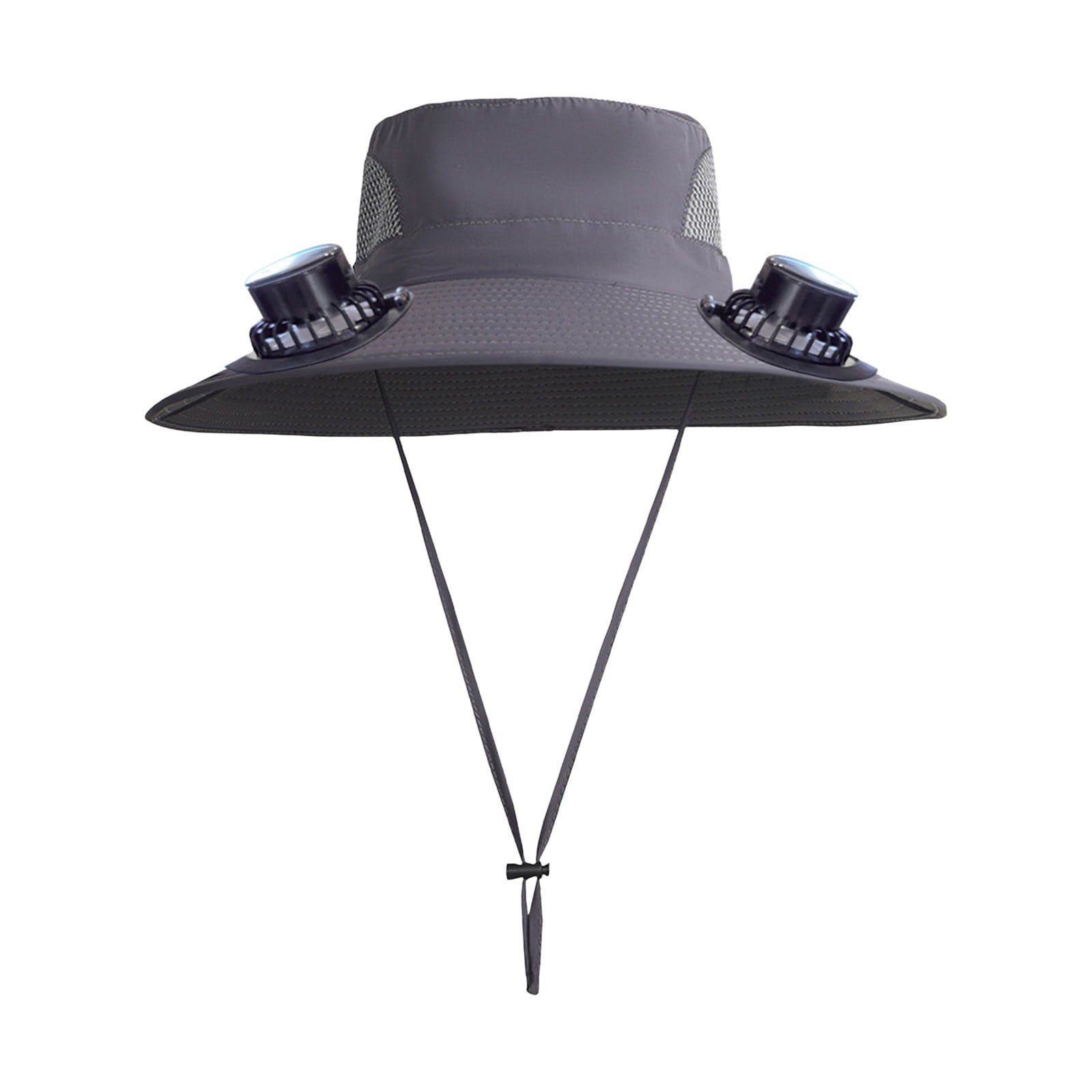Darzheoy Solar Fan Hat Wide Brim Solar Fan Hat Outdoor Wide Brim Sun Hat with Solar Fan Fishing Hat, Removable & USB Charging Fan D-Gray - Image 2
