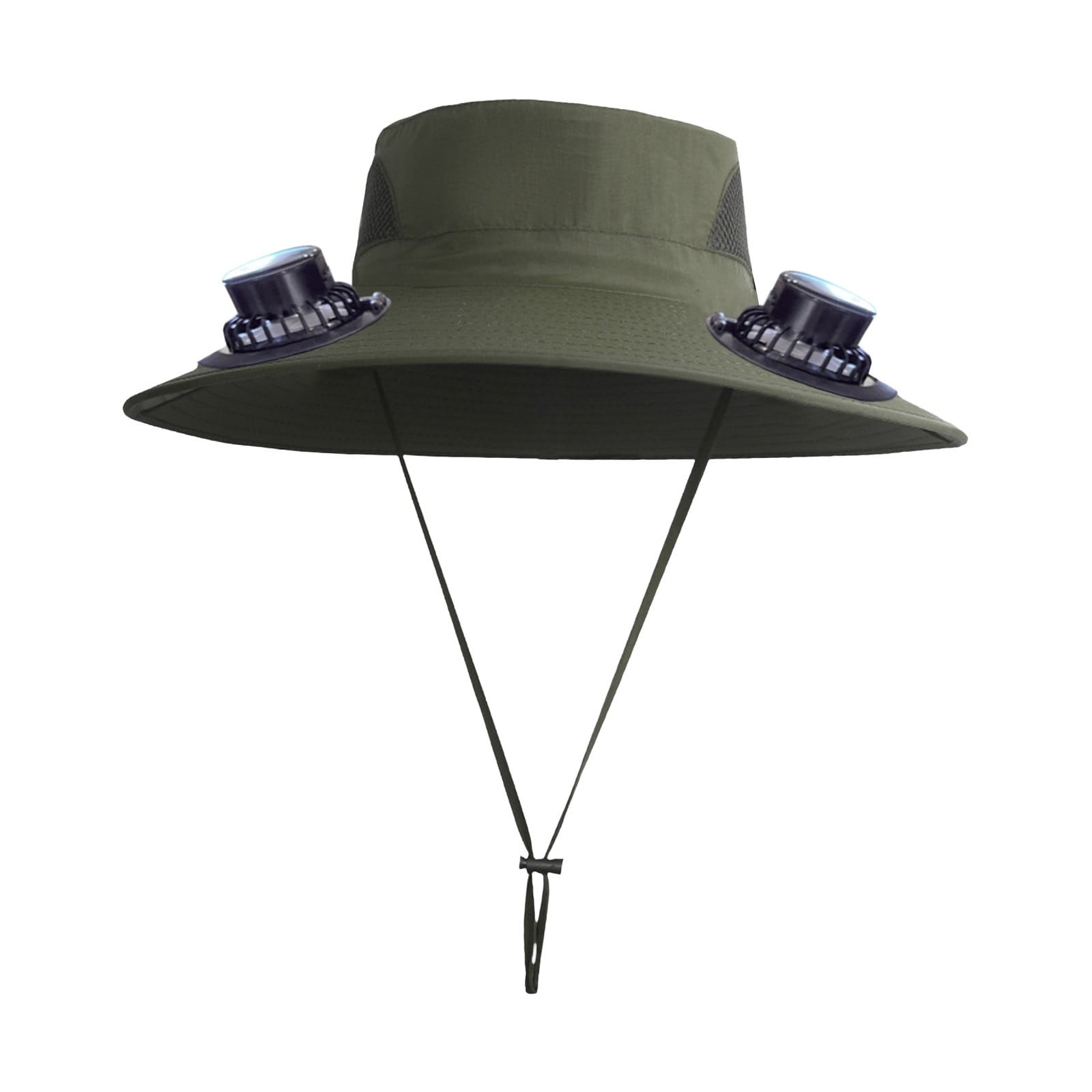 Darzheoy Solar Fan Hat Wide Brim Solar Fan Hat Outdoor Wide Brim Sun Hat with Solar Fan Fishing Hat, Removable & USB Charging Fan D-Green - Image 2