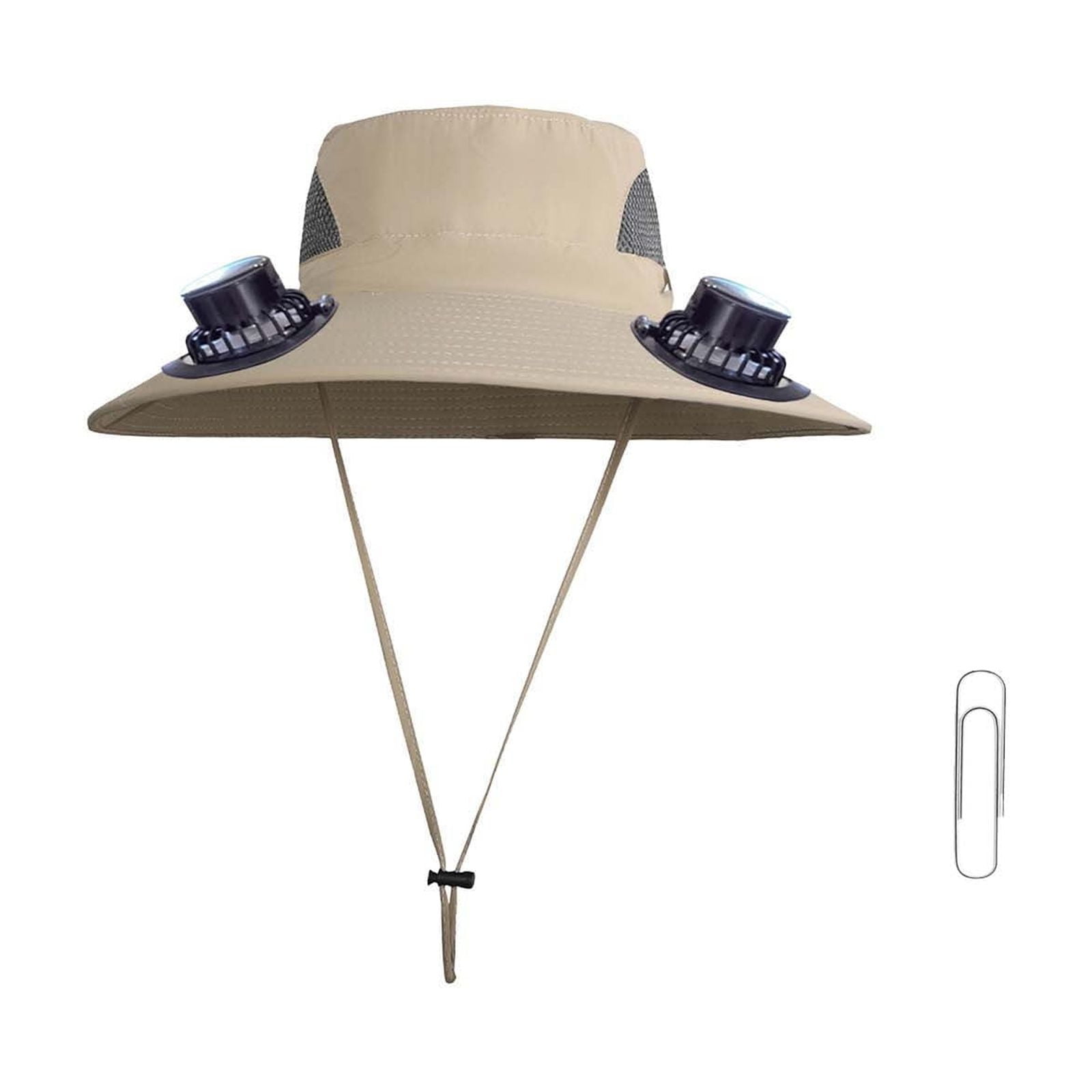 Darzheoy Solar Fan Hat Wide Brim Solar Fan Hat Outdoor Wide Brim Sun Hat with Solar Fan Fishing Hat, Removable & USB Charging Fan D-Khaki - Image 1