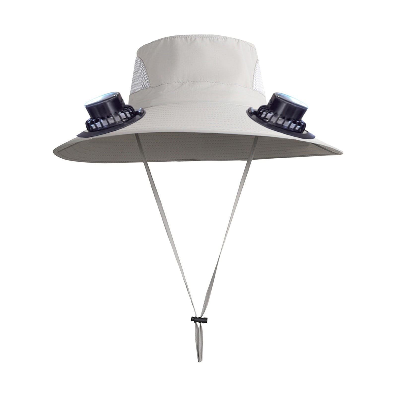 Darzheoy Solar Fan Hat Wide Brim Solar Fan Hat Outdoor Wide Brim Sun Hat with Solar Fan Fishing Hat, Removable & USB Charging Fan D-White - Image 2