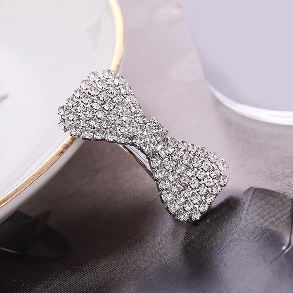 WHAMVOX 4-Pack Rhinestone Bow Hair Clips Sparkling Crystal Barrettes Wedding Bridal Hair Accessories for Women and Girls - Image 3
