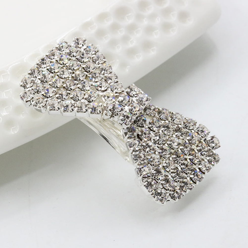 WHAMVOX 4-Pack Rhinestone Bow Hair Clips Sparkling Crystal Barrettes Wedding Bridal Hair Accessories for Women and Girls - Image 4