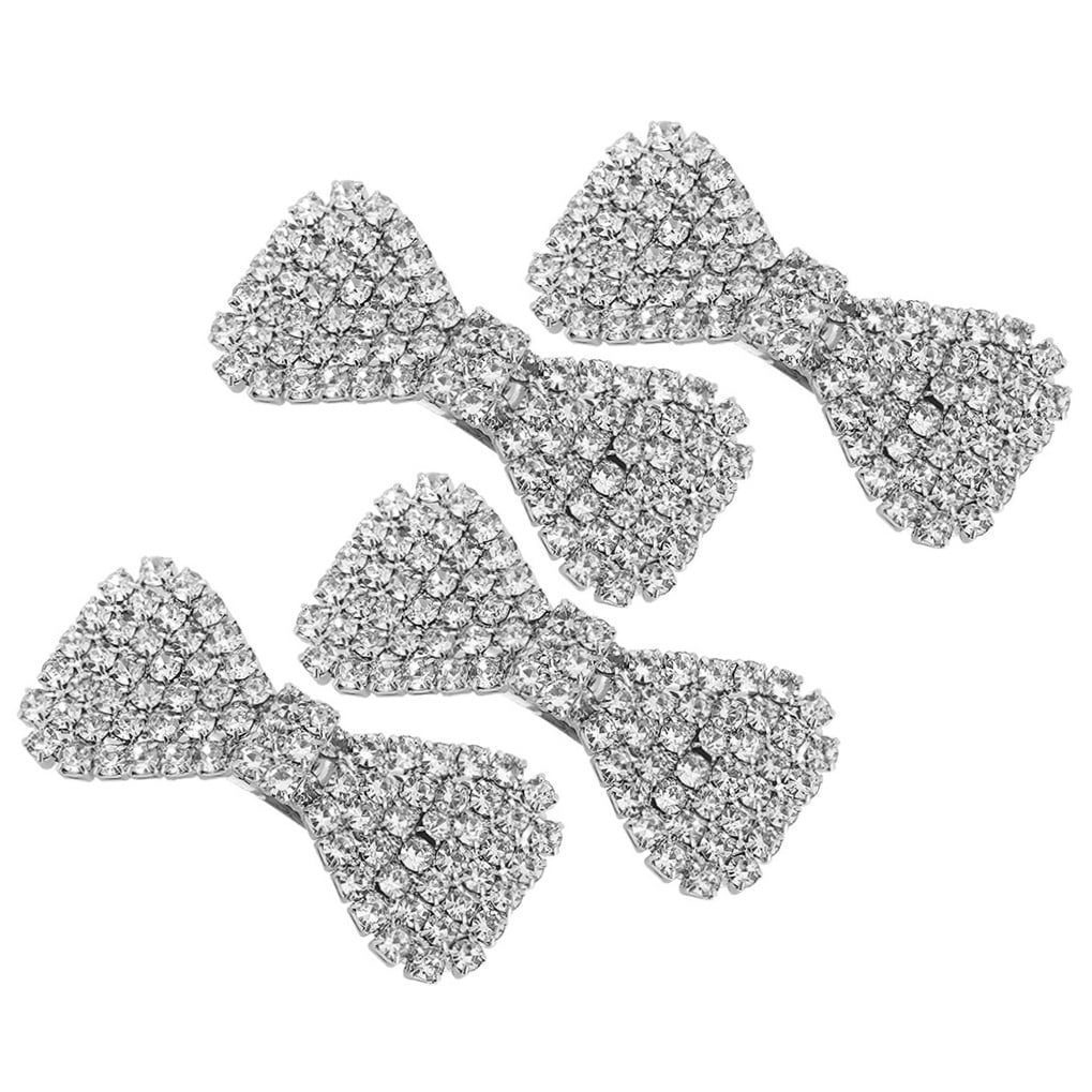WHAMVOX 4-Pack Rhinestone Bow Hair Clips Sparkling Crystal Barrettes Wedding Bridal Hair Accessories for Women and Girls - Image 5
