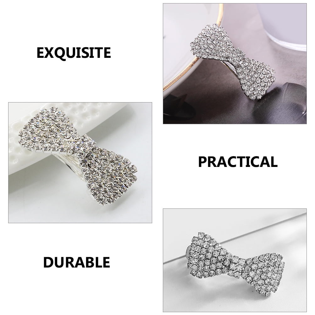 WHAMVOX 4-Pack Rhinestone Bow Hair Clips Sparkling Crystal Barrettes Wedding Bridal Hair Accessories for Women and Girls - Image 6