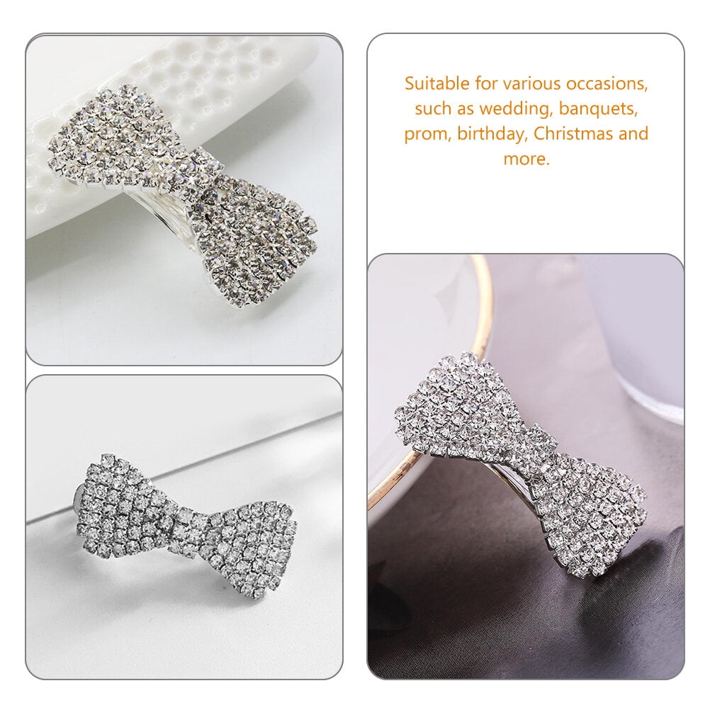 WHAMVOX 4-Pack Rhinestone Bow Hair Clips Sparkling Crystal Barrettes Wedding Bridal Hair Accessories for Women and Girls - Image 8