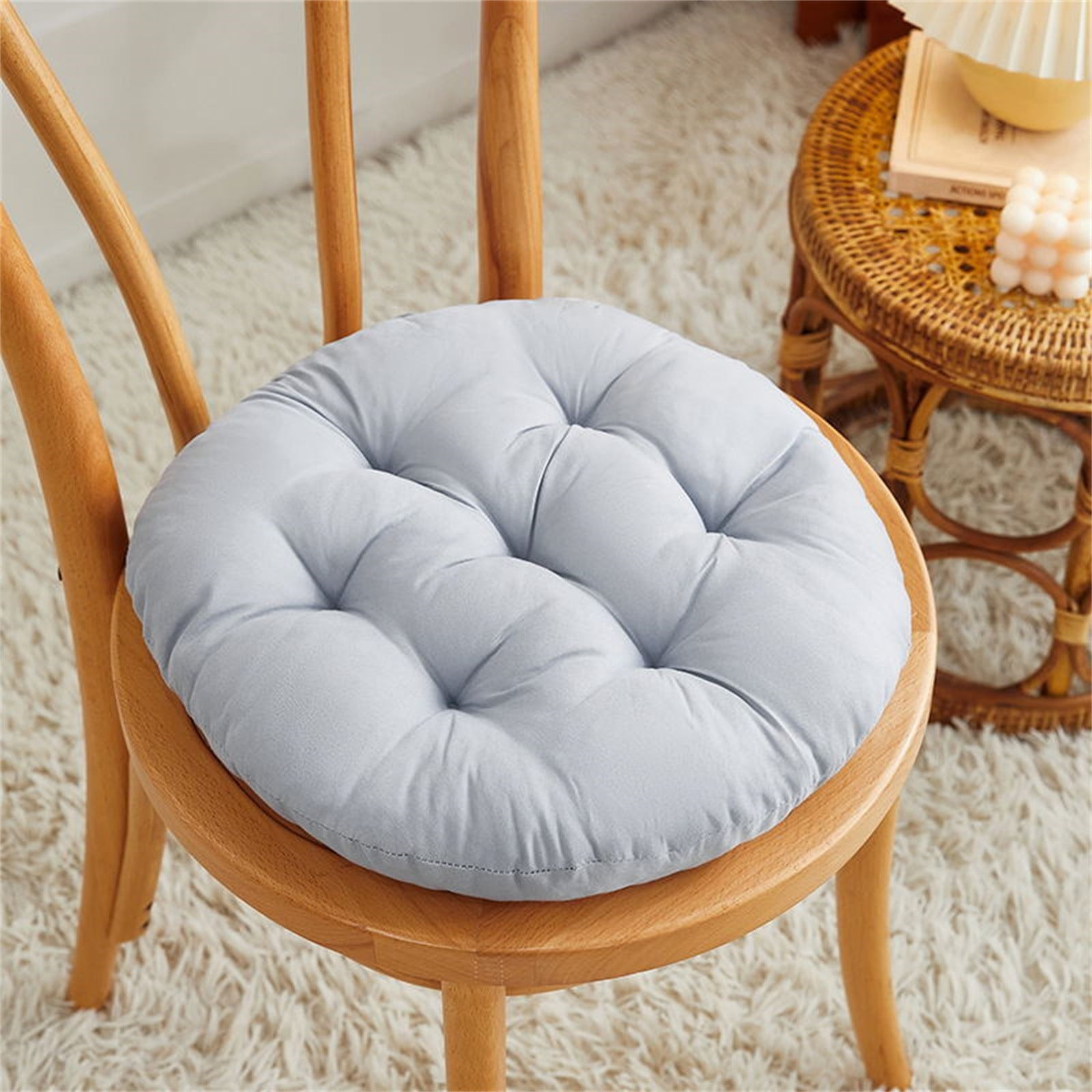 Darzheoy Round Seat Cushion Chair Pads for Kitchen Dining Chairs, Soft Comfort Chair Mat Pillow Cushions for Office Desk Living Room 16 Gray - Image 1
