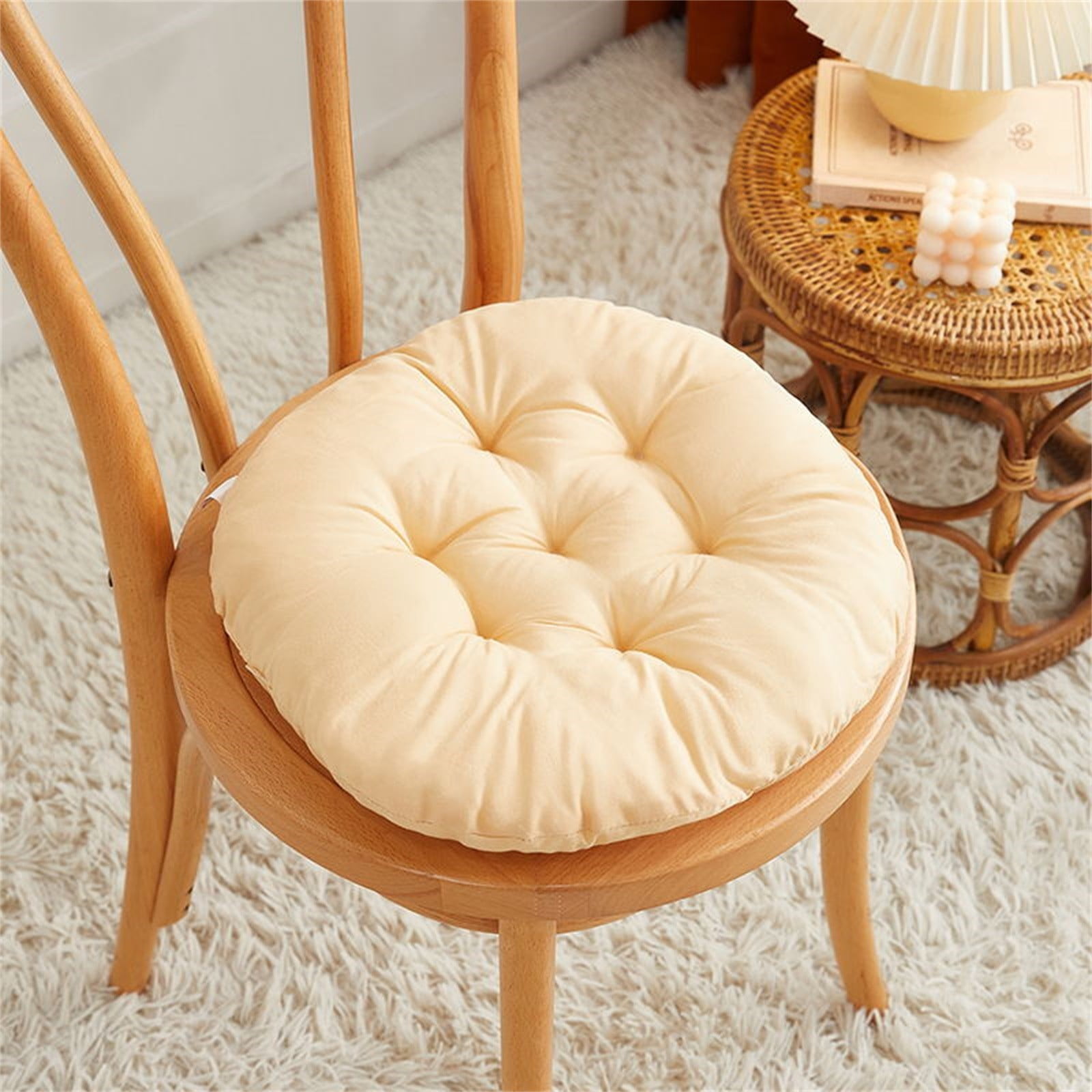 Darzheoy Round Seat Cushion Chair Pads for Kitchen Dining Chairs, Soft Comfort Chair Mat Pillow Cushions for Office Desk Living Room 16 Yellow - Image 1