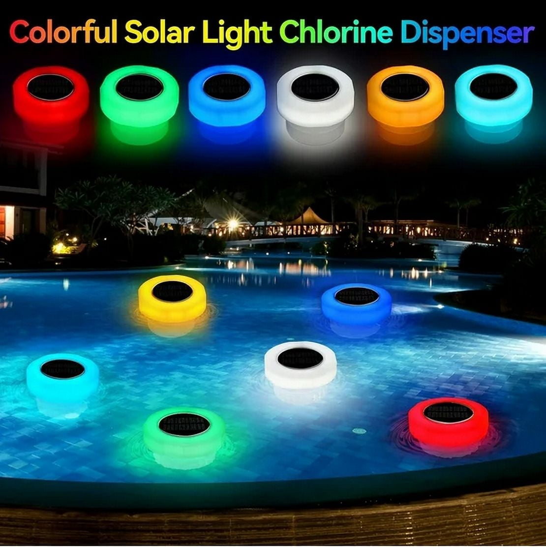 Darzheoy Pool Chlorine Floater, Chlorine Tablet Floater with Solar Light, Floating Chlorine Dispenser Fit 1