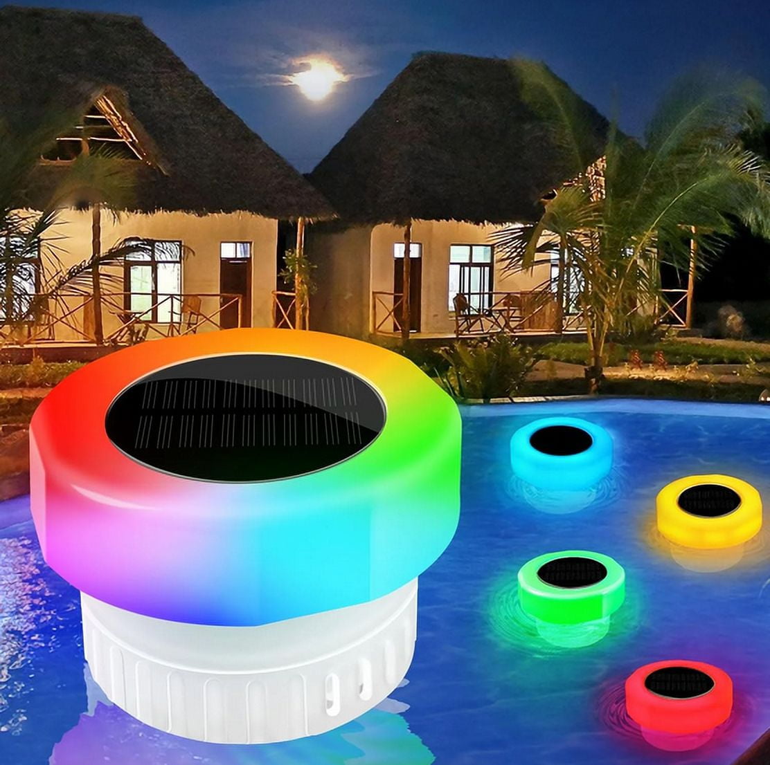 Darzheoy Pool Chlorine Floater, Chlorine Tablet Floater with Solar Light, Floating Chlorine Dispenser Fit 1
