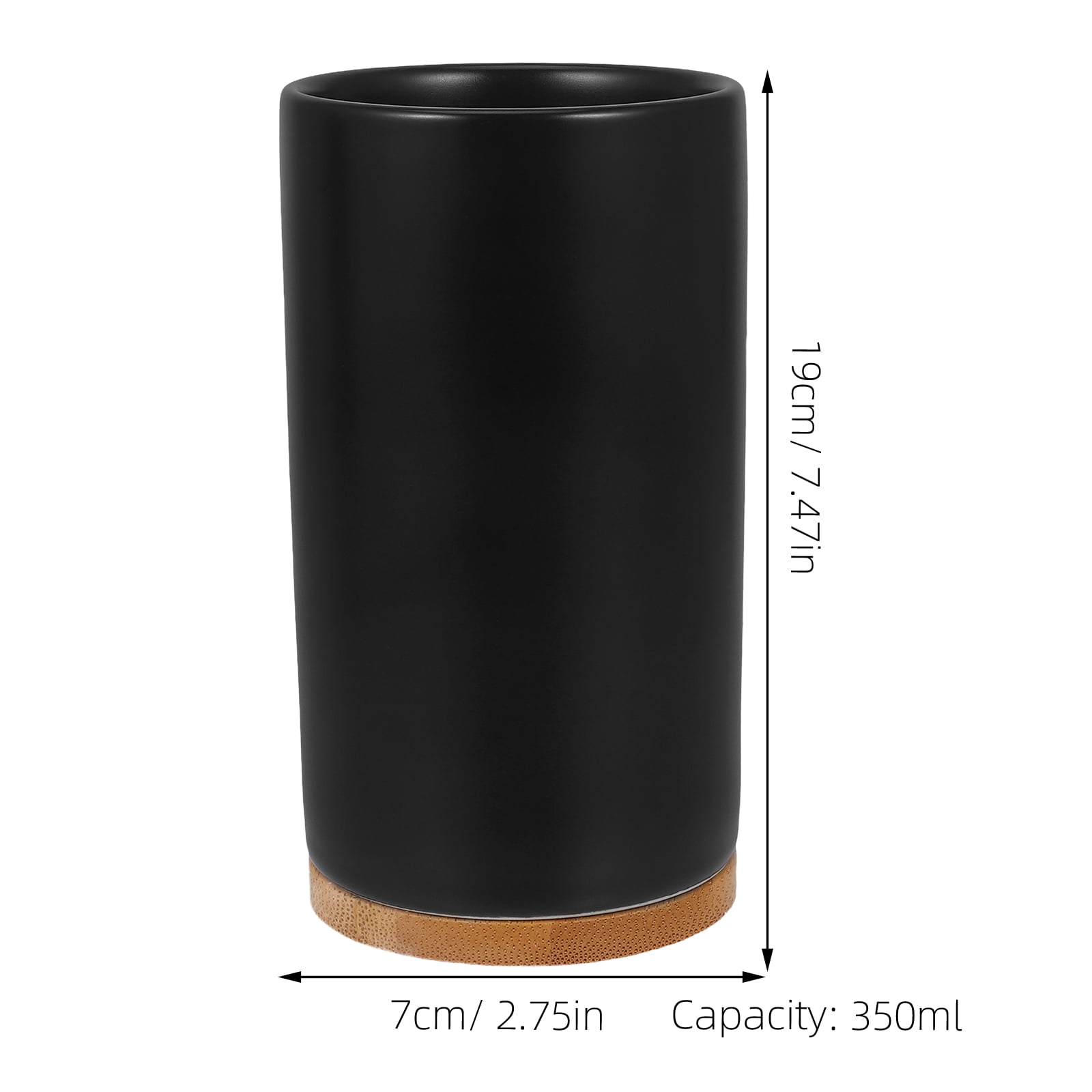HOOWIFFY 1 Set Black Ceramic Bamboo Bathroom Essentials Toothbrush Holder Soap Dispenser Storage - Image 2