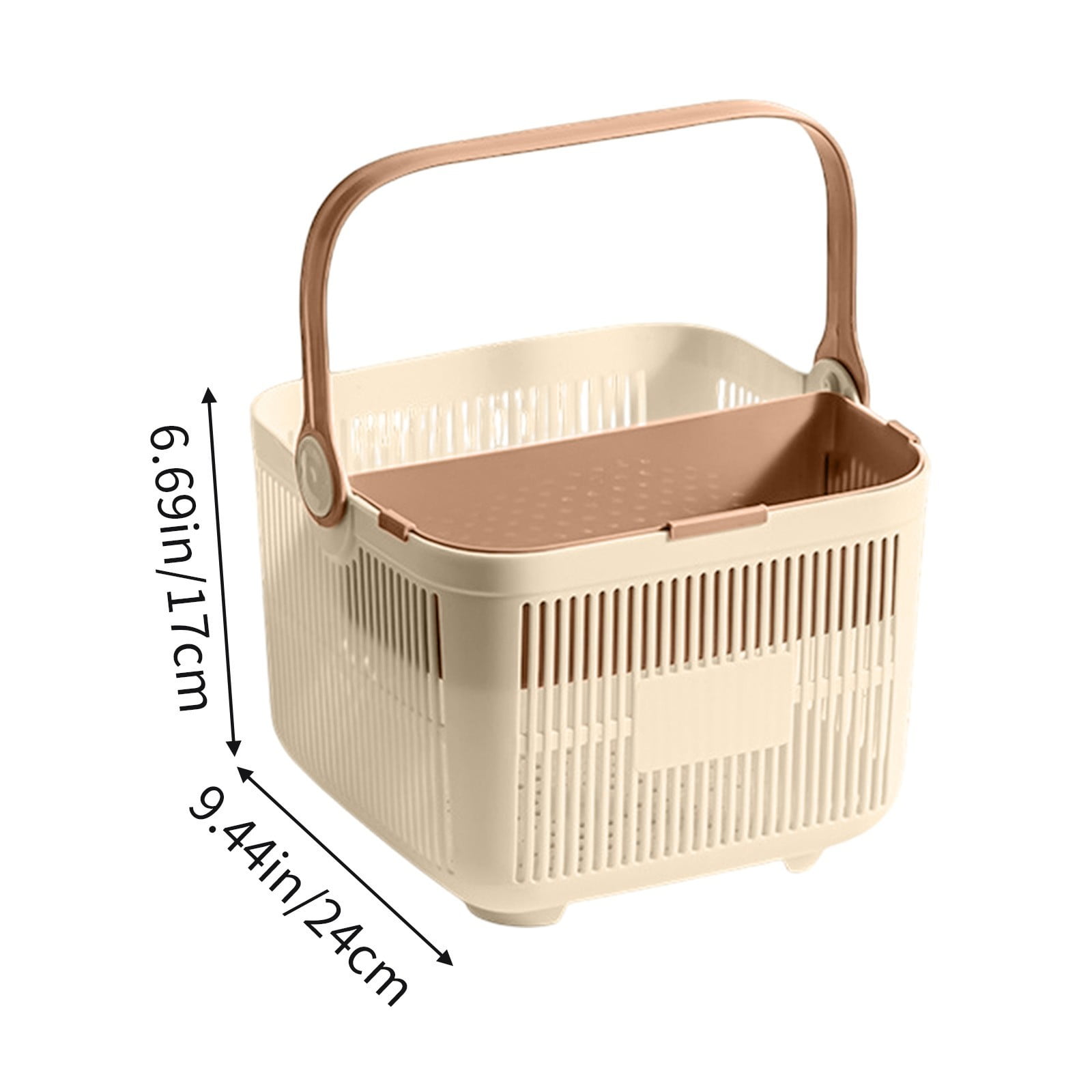 Kdkad Shower Caddy with Dry Wet Separation - Portable PP Plastic Bath Tote for College Dorms, Large Bathroom Organizer Basket with Drain Holes & Rust-Free Hooks 9.4×6.7 in Beige - Image 4