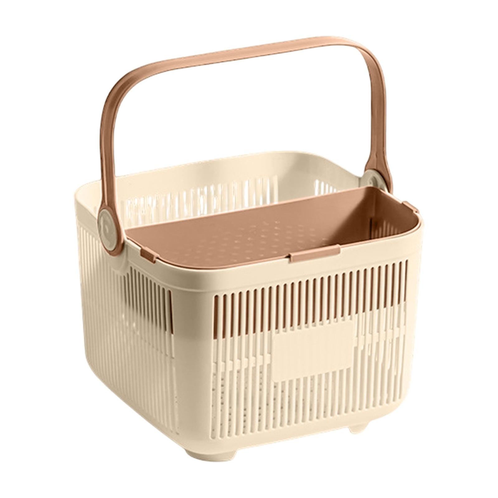 Kdkad Shower Caddy with Dry Wet Separation - Portable PP Plastic Bath Tote for College Dorms, Large Bathroom Organizer Basket with Drain Holes & Rust-Free Hooks 9.4×6.7 in White - Image 2
